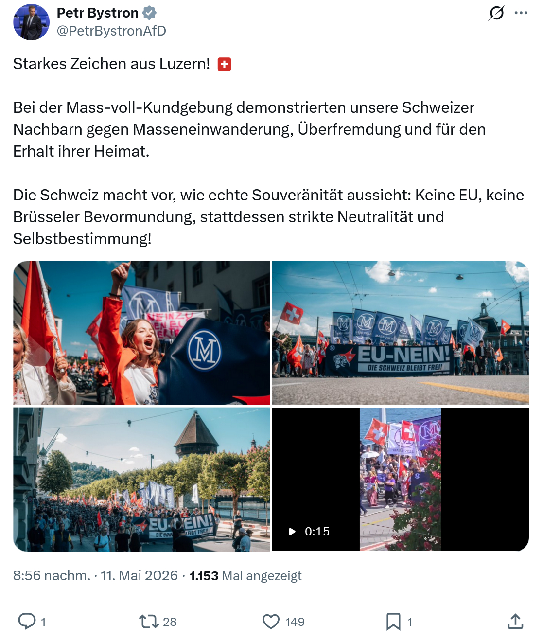 Petr Bystron: Starkes Zeichen aus Luzern!…