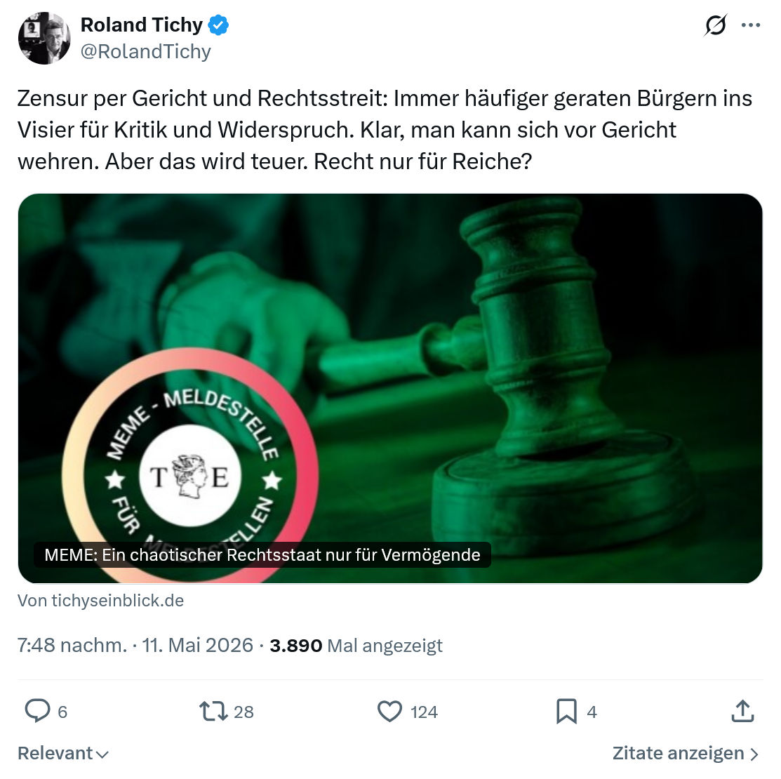 Roland Tichy: Zensur per Gericht und Rechtsstreit…