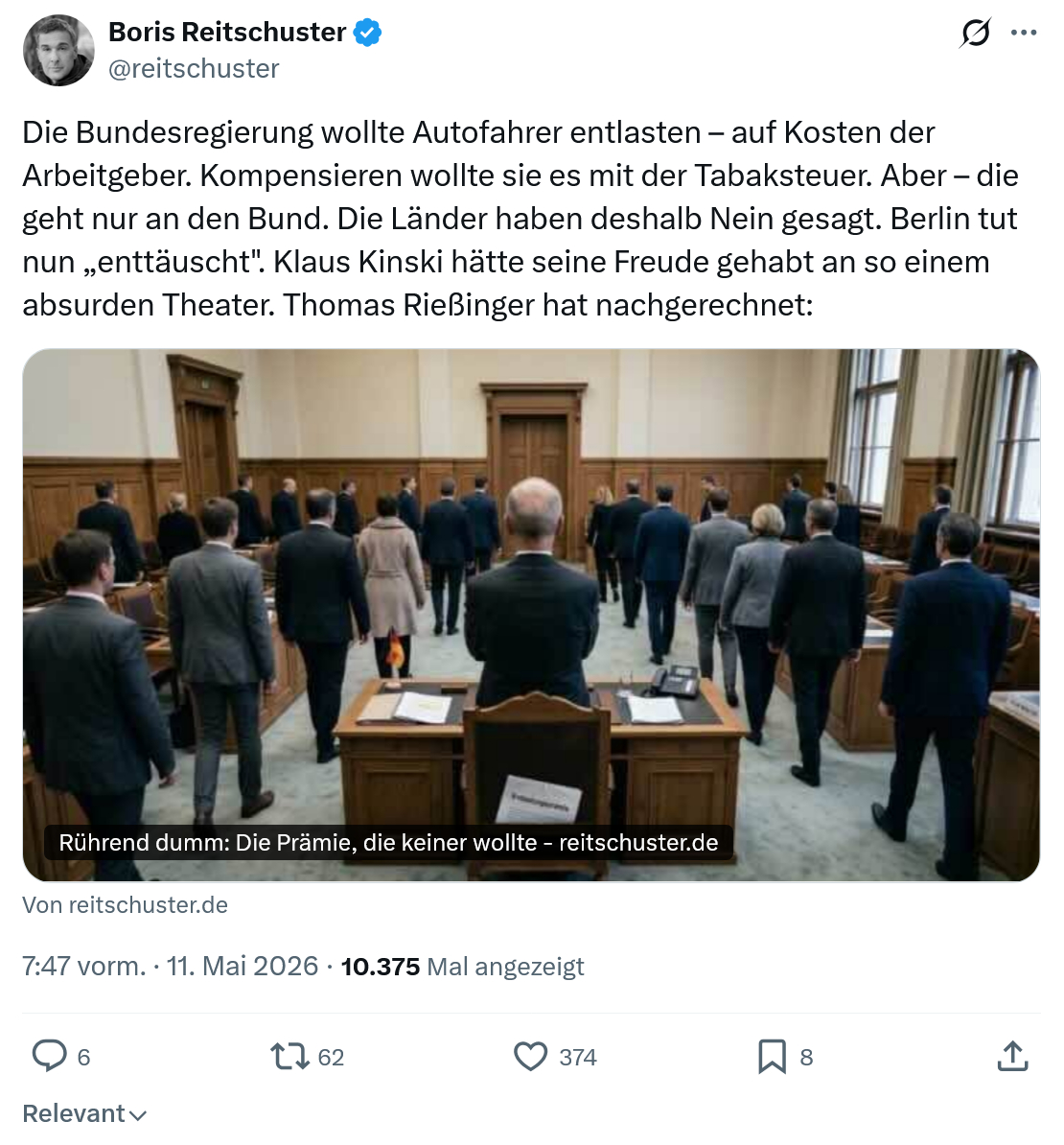 Boris Reitschuster: Die Bundesregierung wollte Autofahrer…