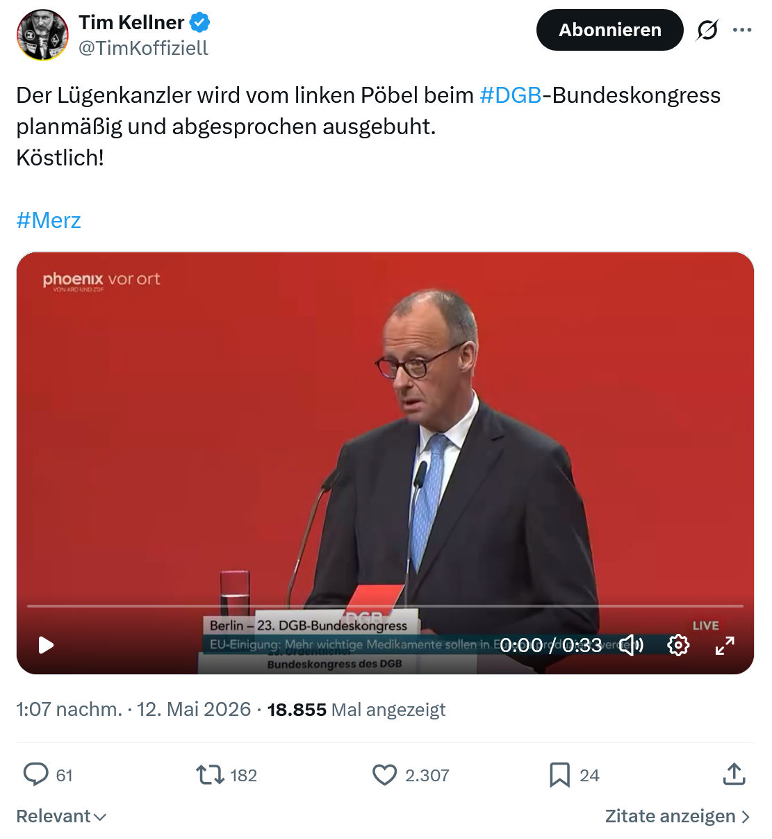 Tim Kellner: Der Lügenkanzler wird vom linken…