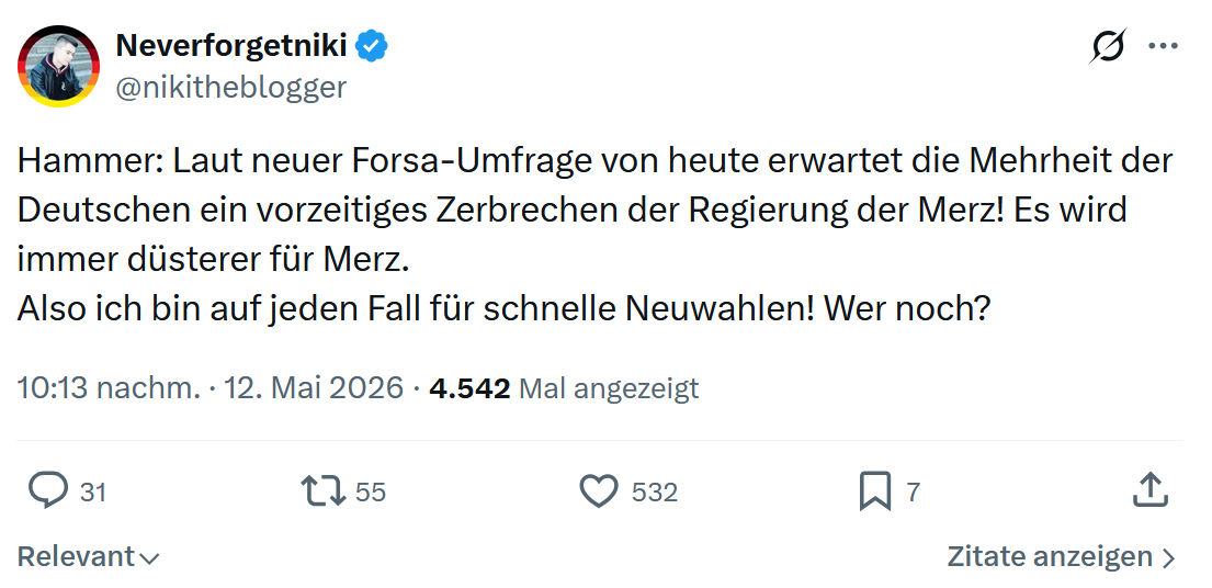 Neverforgetniki: Hammer: Laut neuer Forsa-Umfrage…