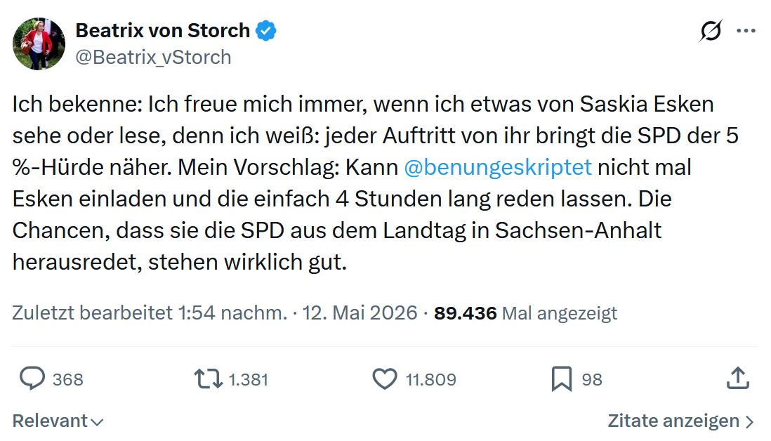 Beatrix von Storch: Ich bekenne: Ich freue mich immer…