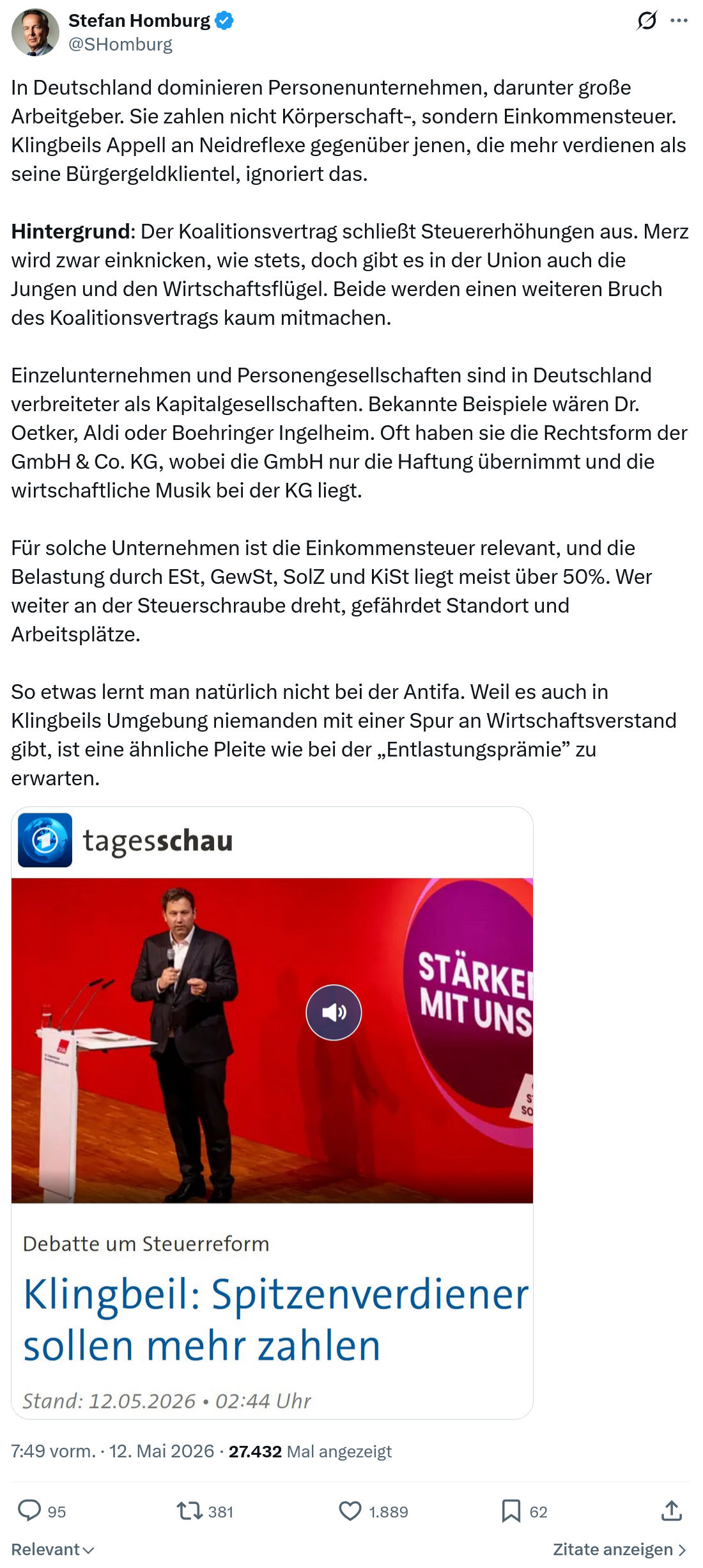 Stefan Homburg: In Deutschland dominieren Personenunternehmen…
