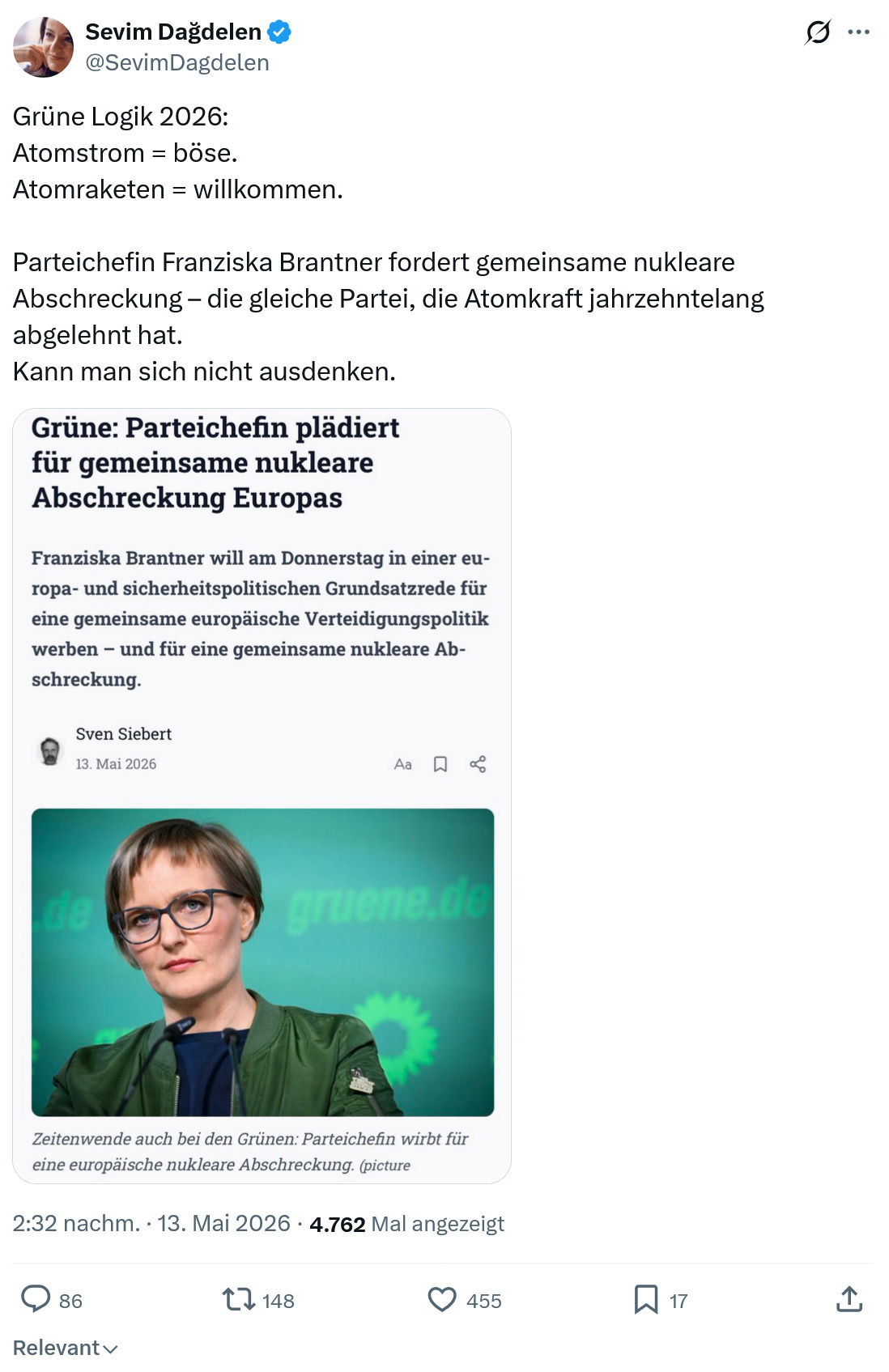Sevim Dagdelen: Grüne Logik 2026…