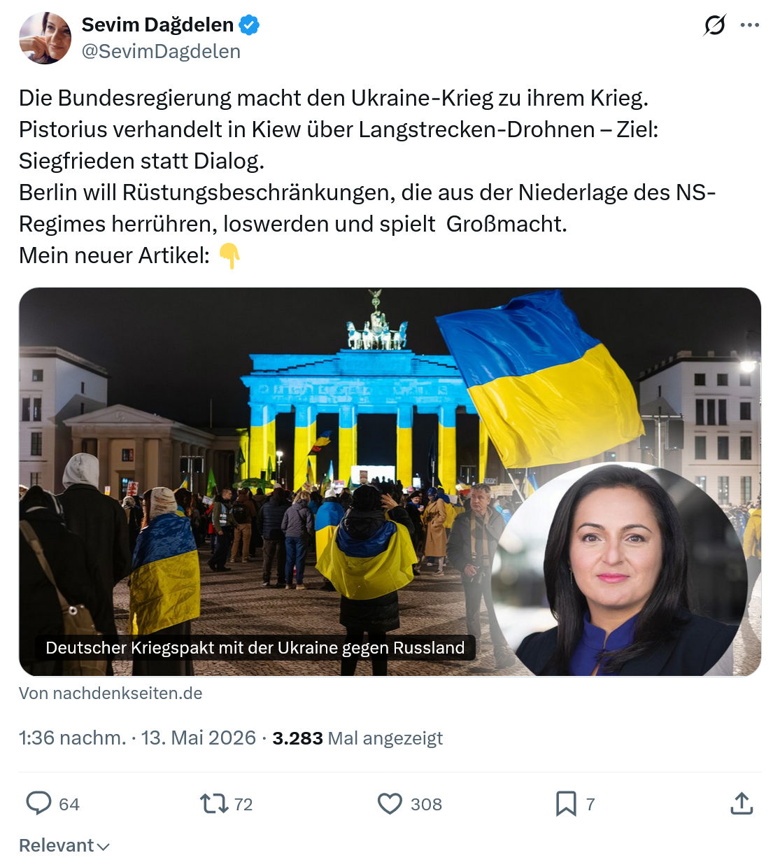 Sevim Dagdelen: Die Bundesregierung macht den Ukraine-Krieg…