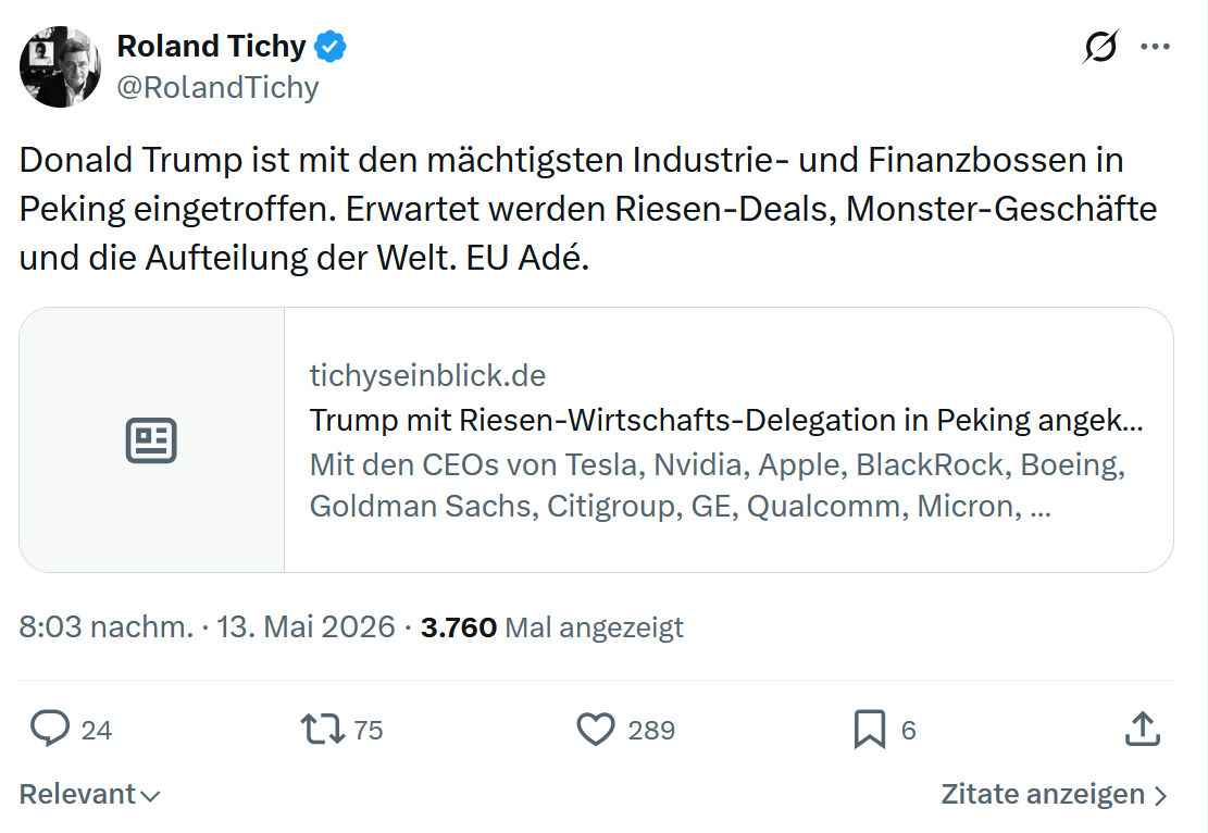 Roland Tichy: Donald Trump ist mit den mächtigsten…