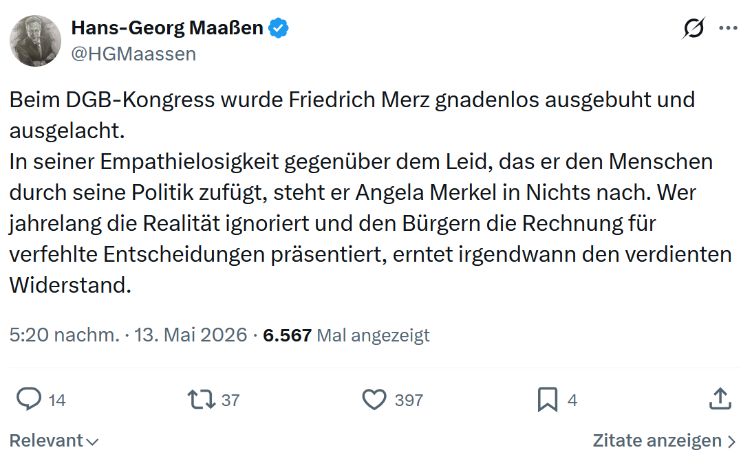 Hans-Georg Maaßen: Beim DGB-Kongress wurde Friedrich Merz…