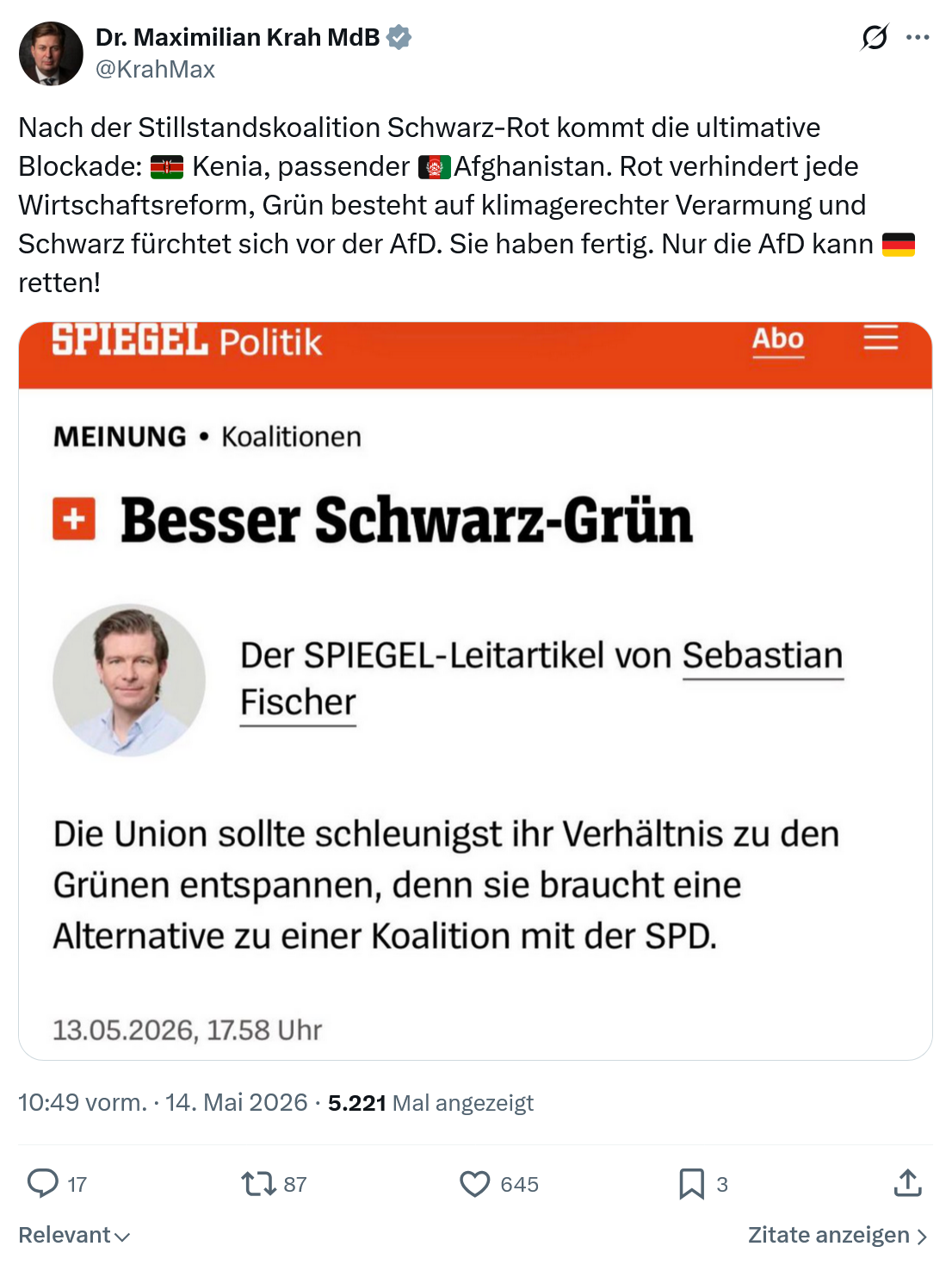 Maximilian Krah: Nach der Stillstandskoalition Schwarz-Ro…
