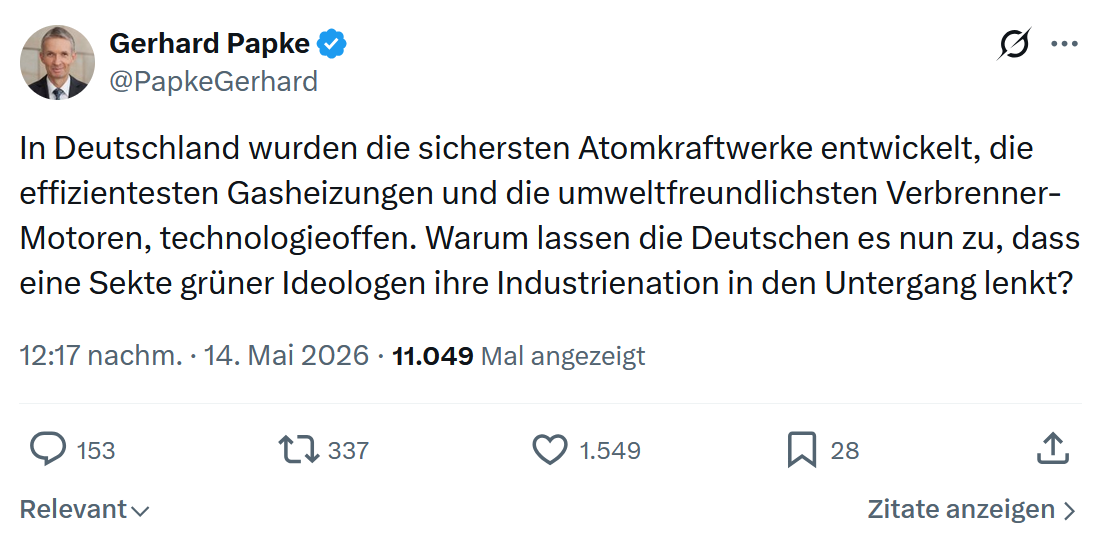 Gerhard Papke: In Deutschland wurden die sichersten Atomkraftwerke…