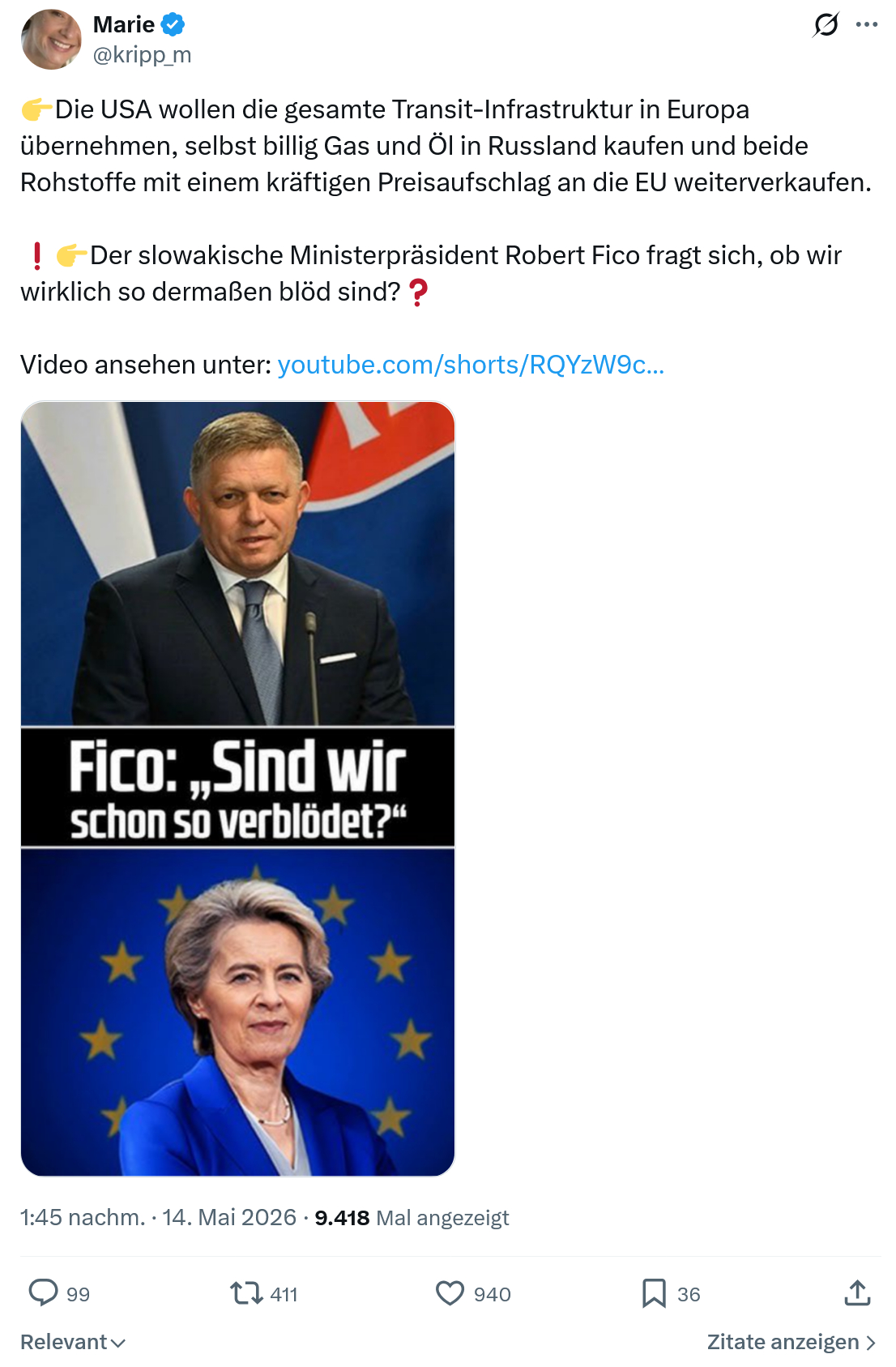Marie kripp: Die USA wollen die gesamte Transit…