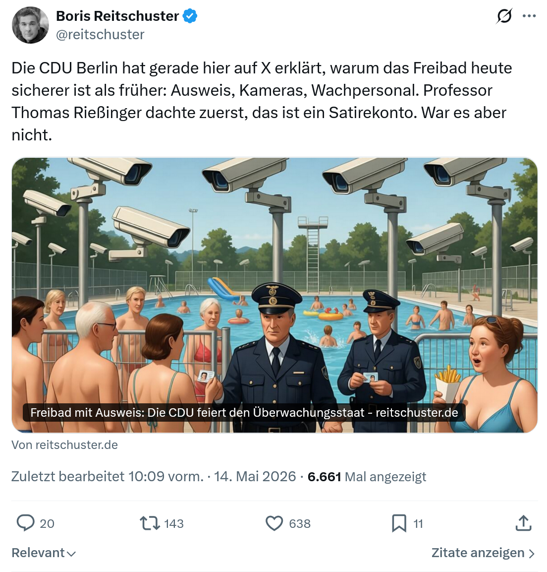 Boris Reitschuster: Die CDU Berlin hat gerade…