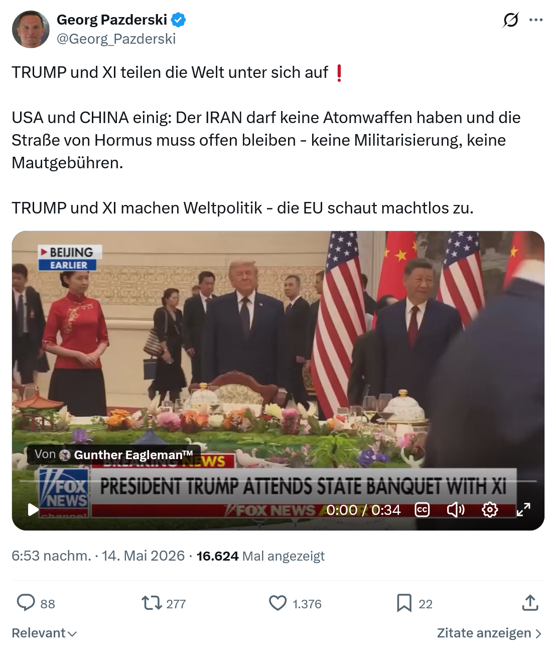 Georg Pazderski: TRUMP und XI teilen die Welt…