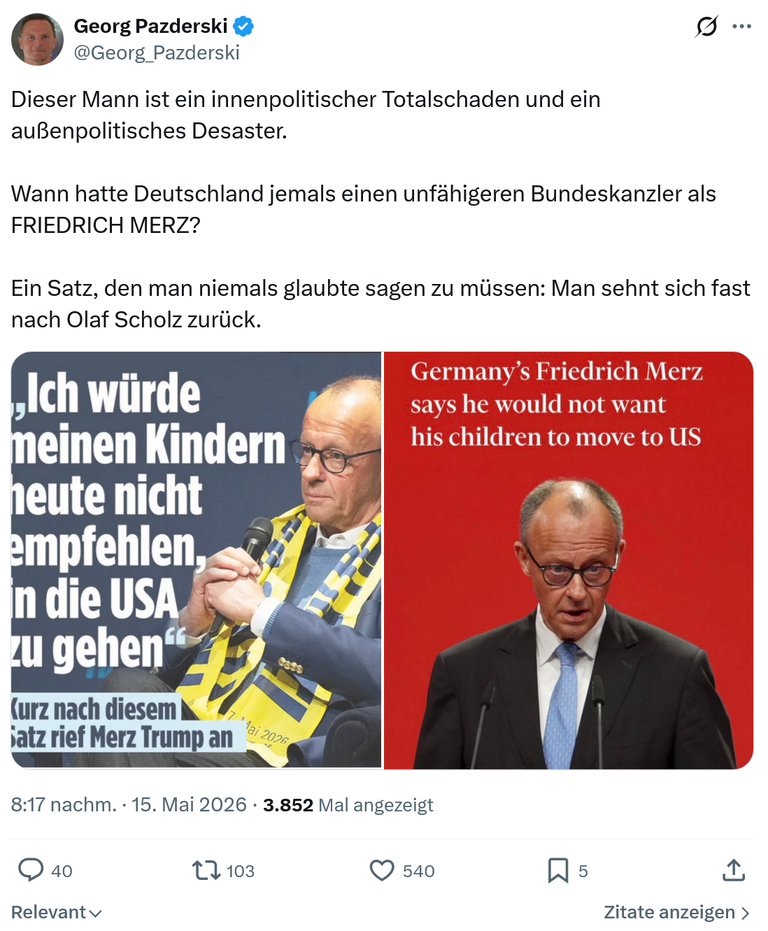 Georg Pazderski: Dieser Mann ist ein innenpolitischer Totalschaden…