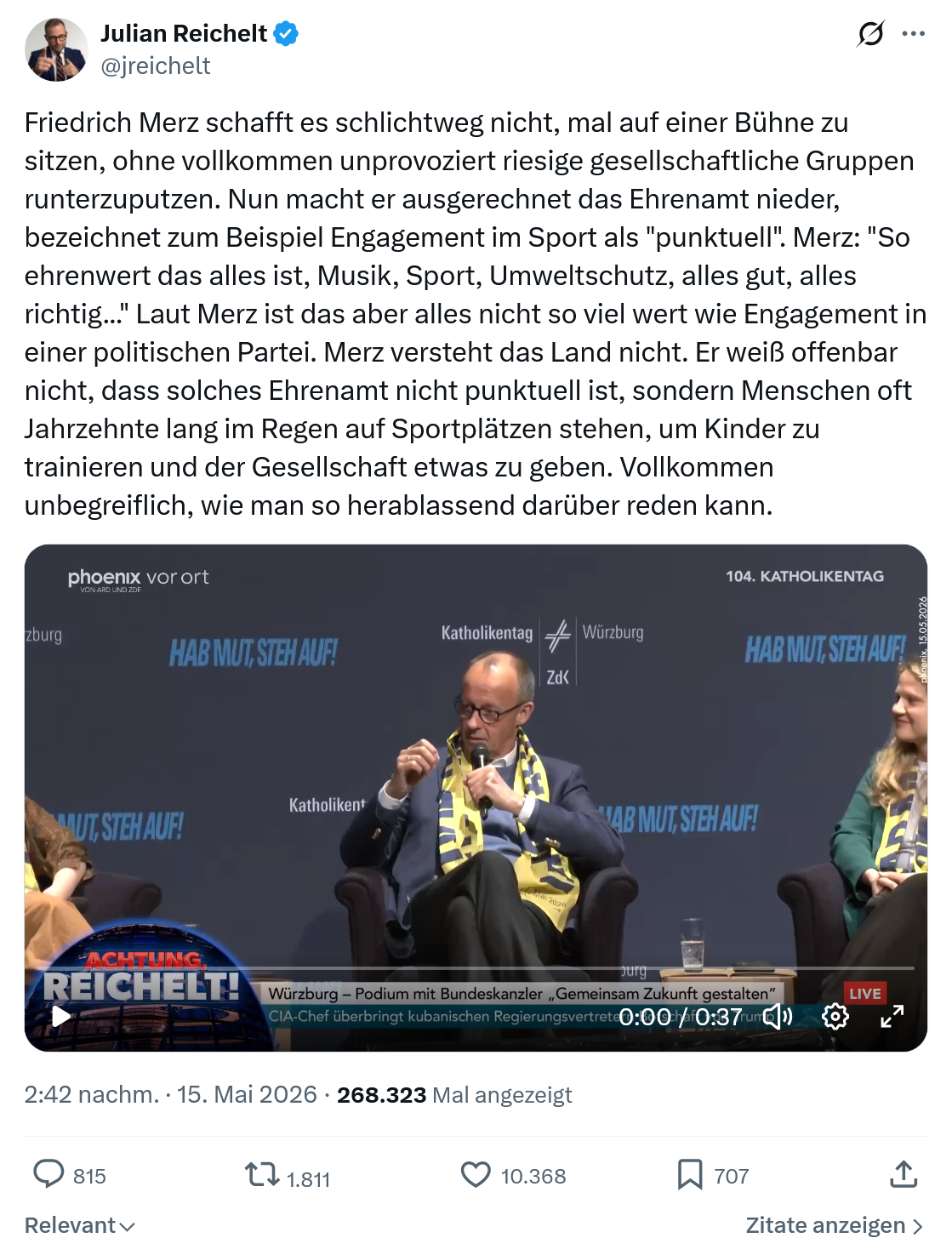 Julian Reichelt: Friedrich Merz schafft es schlichtweg nicht…