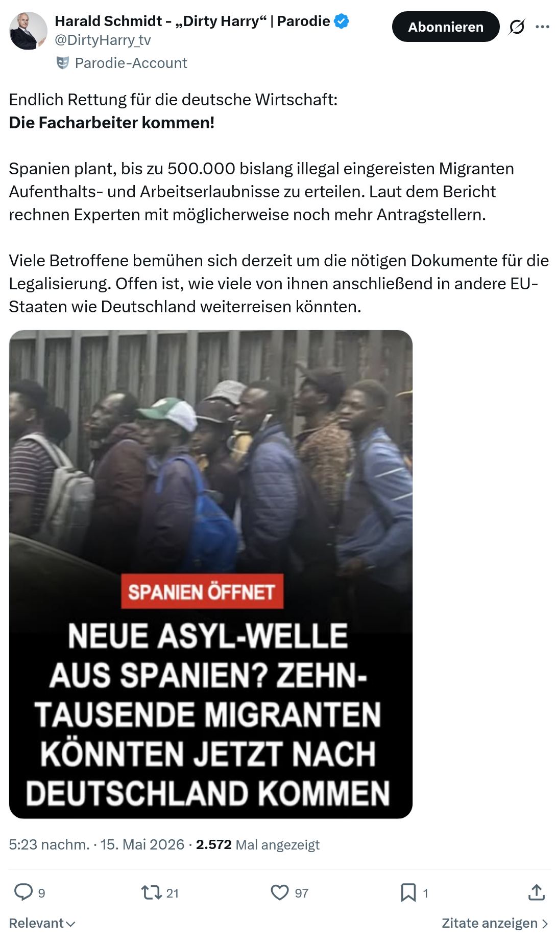 Harald Schmidt: Endlich Rettung für die deutsche Wirtschaft…