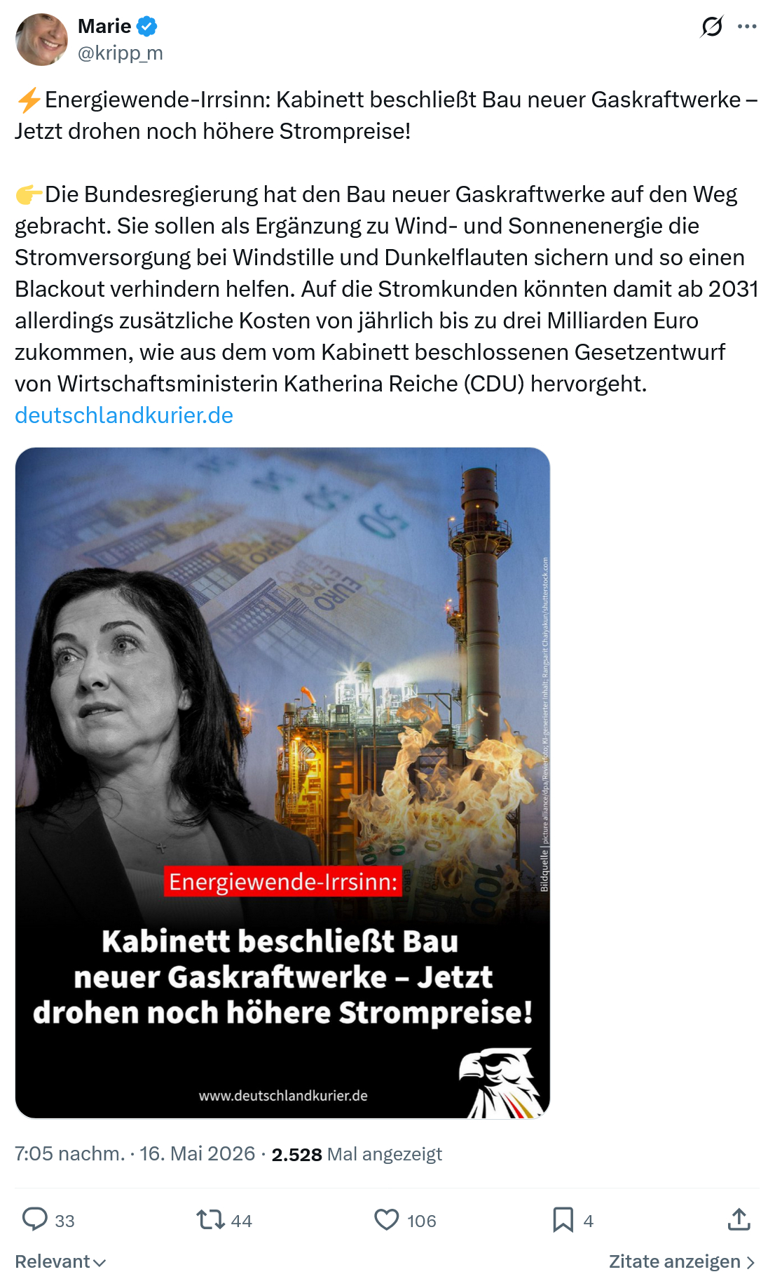 Marie kripp: Energiewende-Irrsinn…