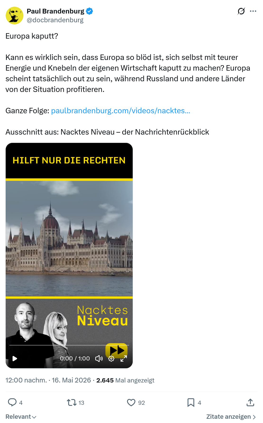 Paul Brandenburg: Europa kaputt?…