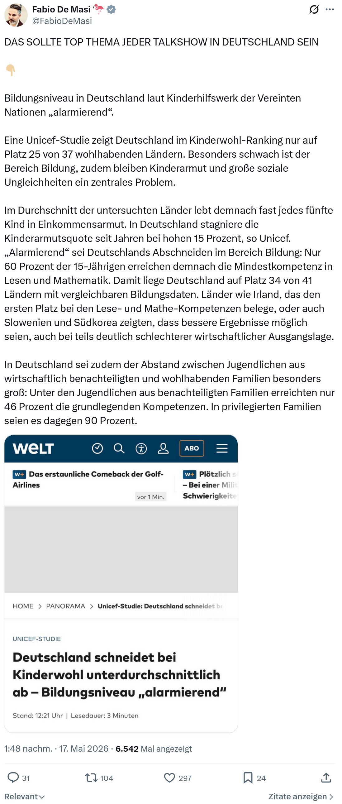 Fabio De Masi: DAS SOLLTE TOP THEMA JEDER TALKSHOW…
