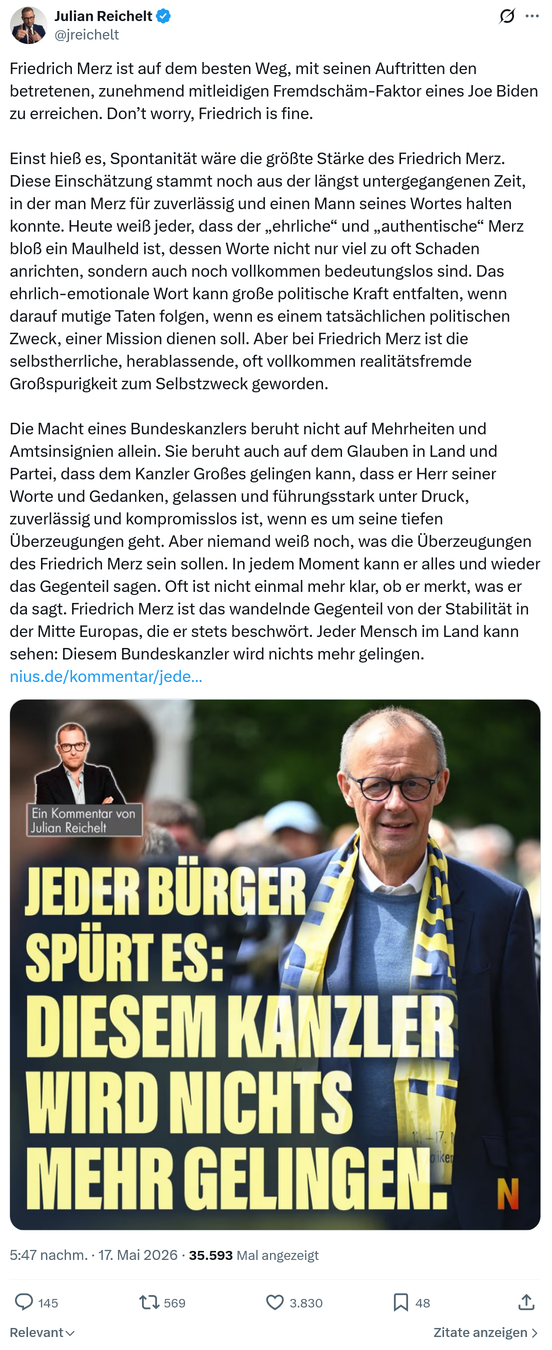 Julian Reichelt: Friedrich Merz ist auf dem besten Weg…
