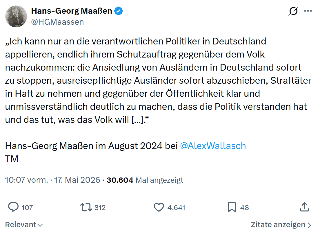 Hans-Georg Maaßen: Ich kann nur an die verantwortlichen Politiker…
