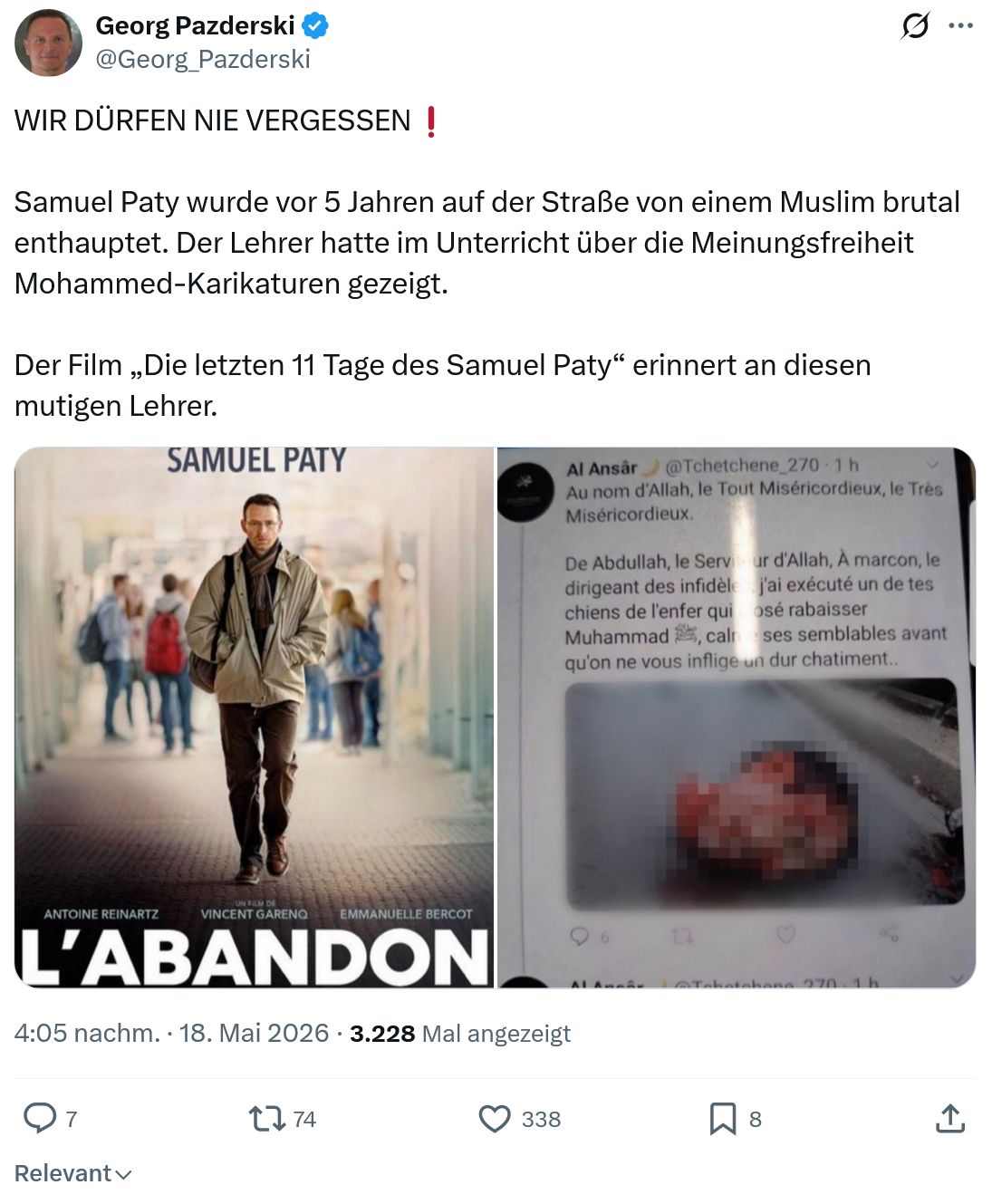 Georg Pazderski: WIR DÜRFEN NIE VERGESSEN…