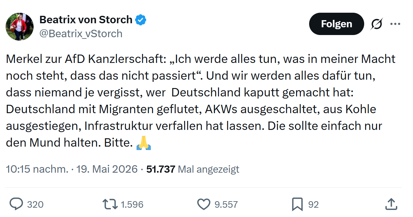 Beatrix von Storch: Merkel zur AfD Kanzlerschaft…
