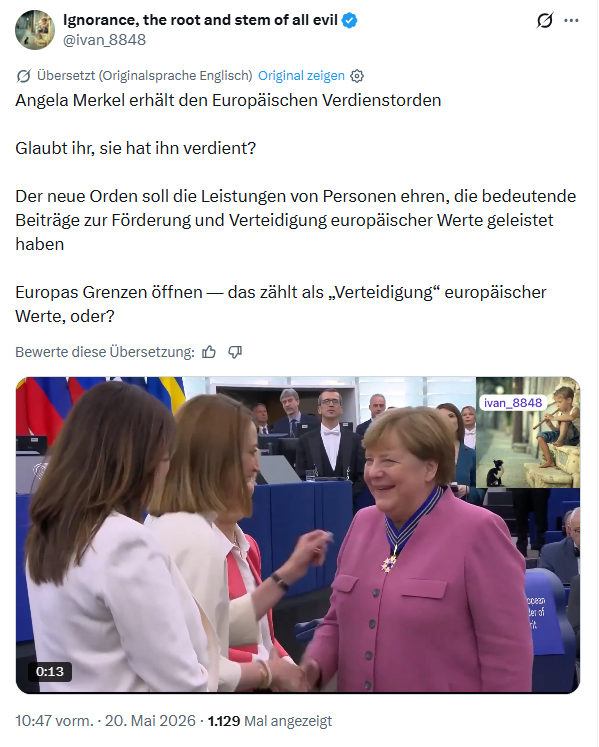 ivan Ignorance: Angela Merkel erhält den Europäischen Verdienstorden…