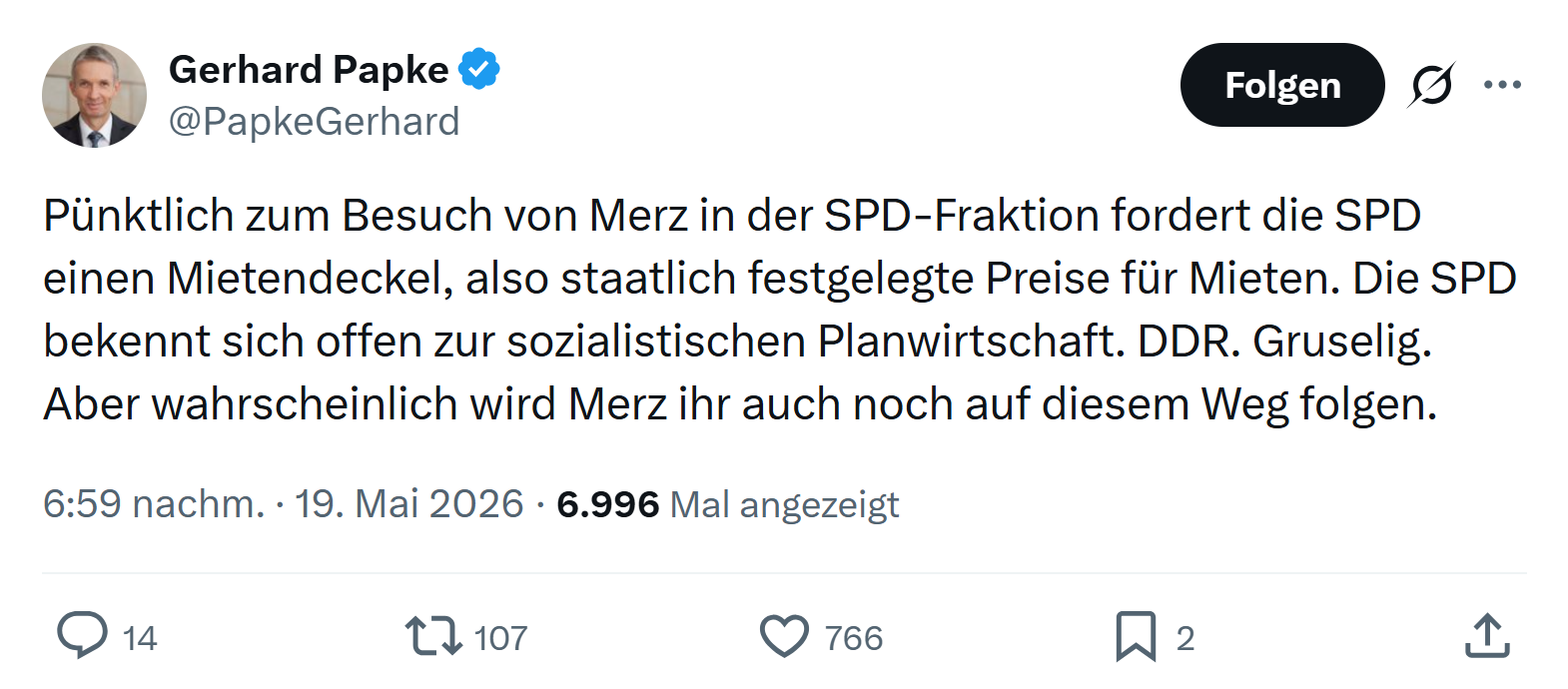 Gerhard Papke: Pünktlich zum Besuch von Merz…
