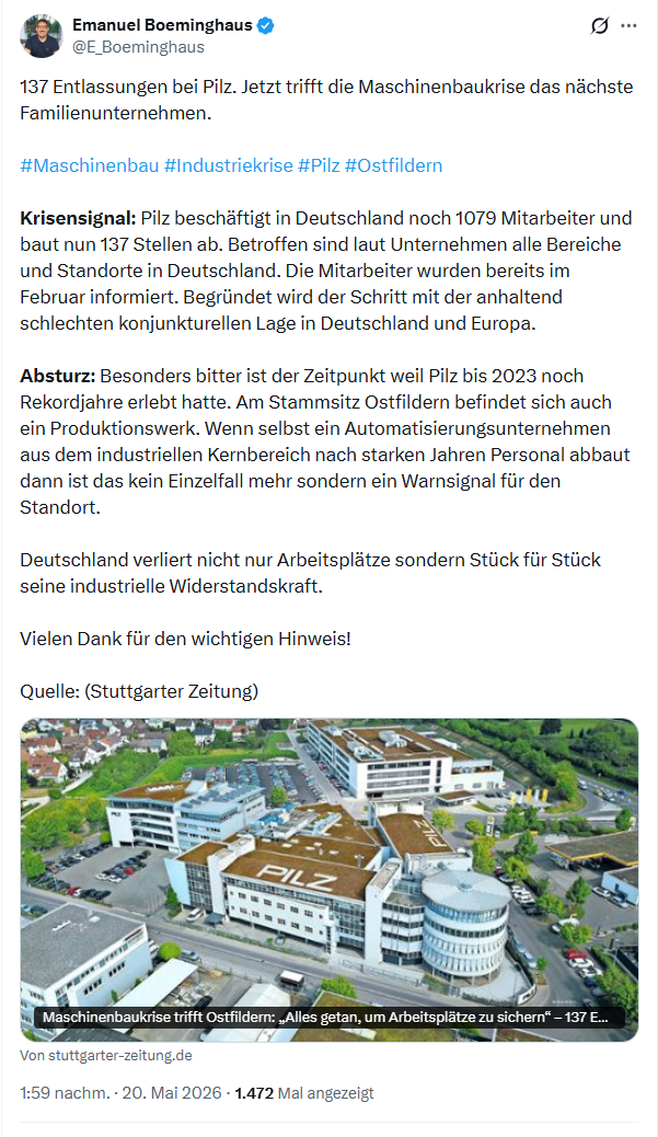 Emanuel Boeminghaus: 137 Entlassungen bei Pilz…