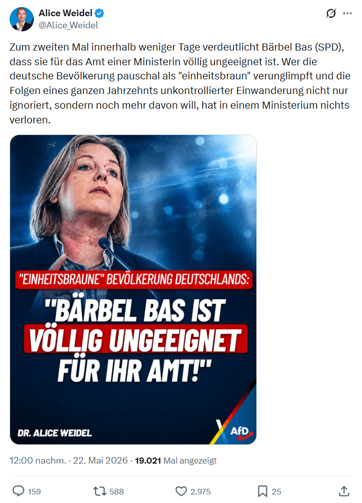 Alice Weidel: Zum zweiten Mal innerhalb weniger...