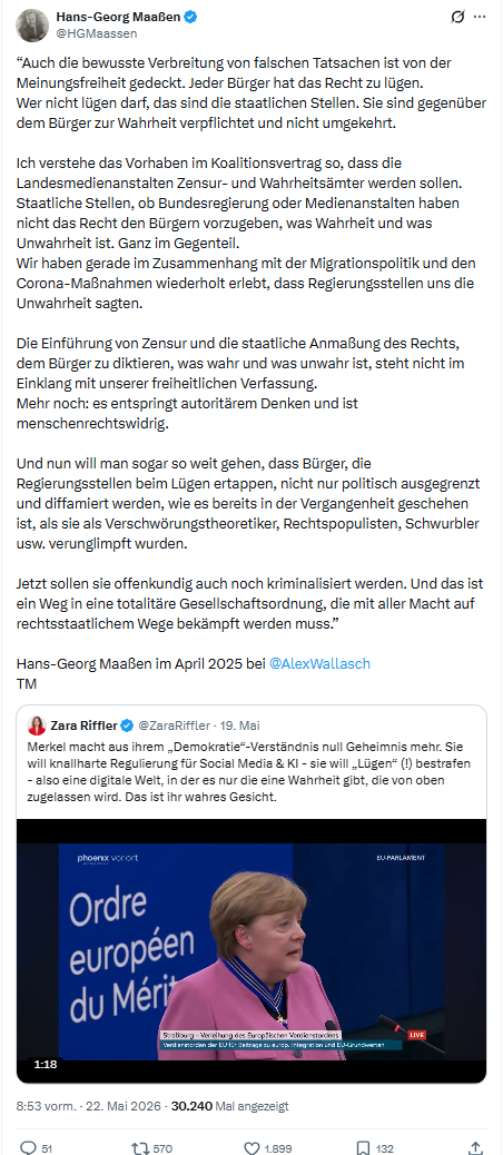 Hans-Georg Maaßen: Auch die bewusste Verbreitung von...