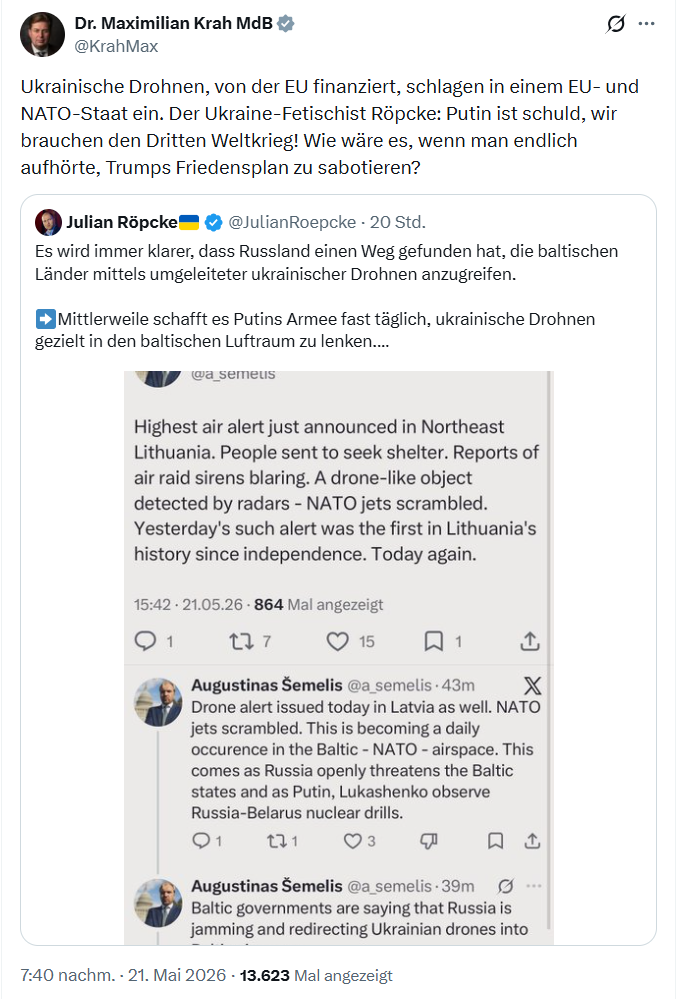 Maximilian Krah: Ukrainische Drohnen, von der EU finanziert...