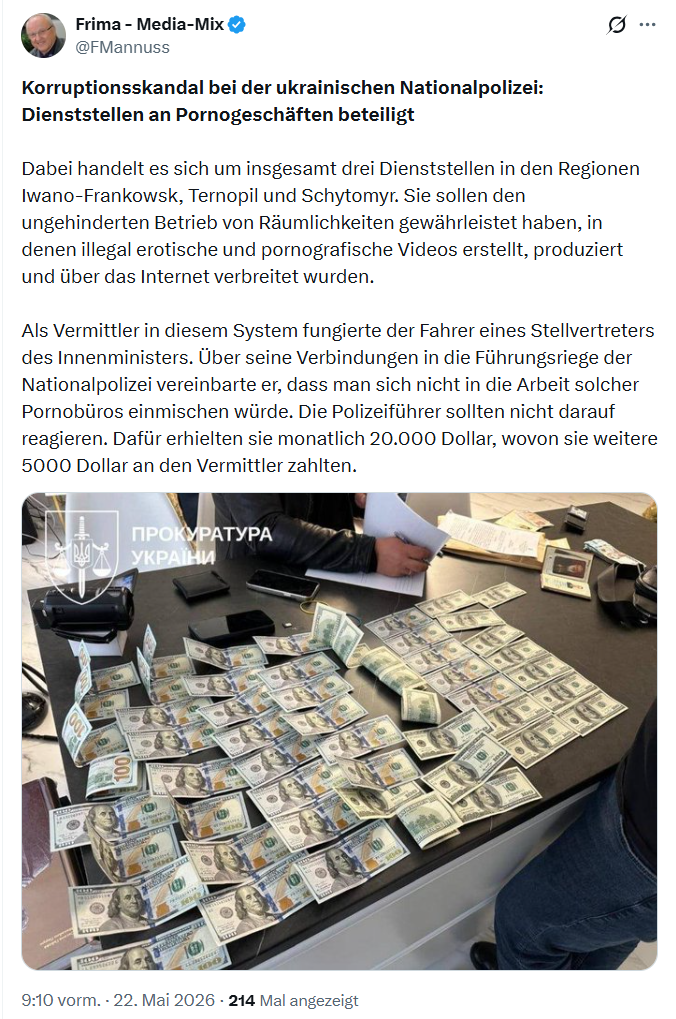 Friedrich Mannus: Korruptionsskandal bei der ukrainischen Nationalpolizei...