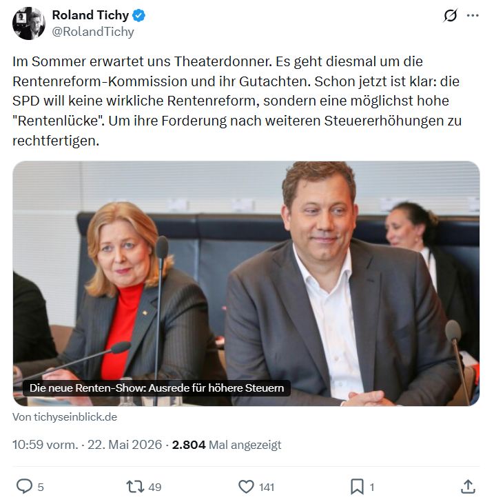 Roland Tichy: Im Sommer erwartet uns Theaterdonner...
