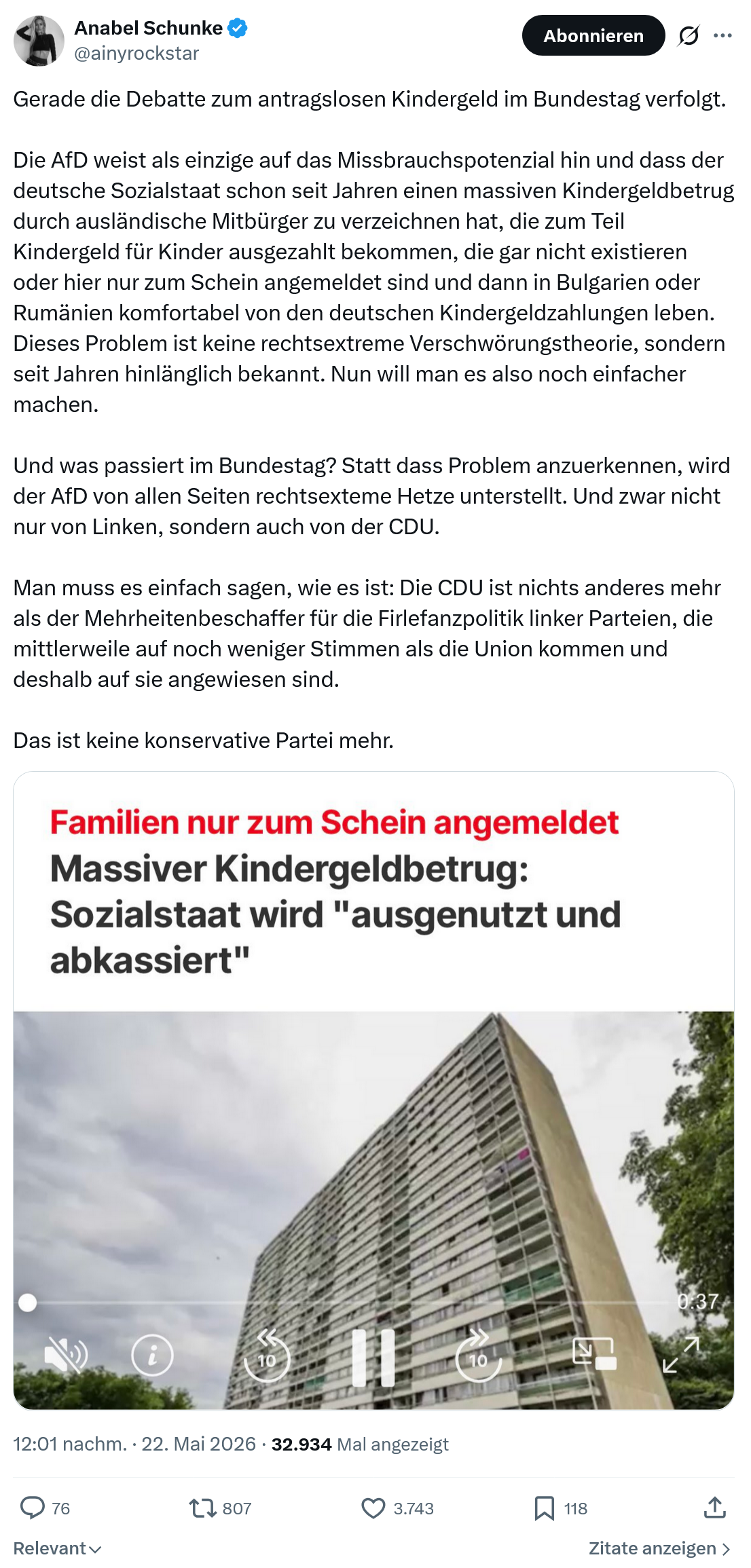 Anabel Schunke: Gerade die Debatte zum antragslosen Kindergeld…