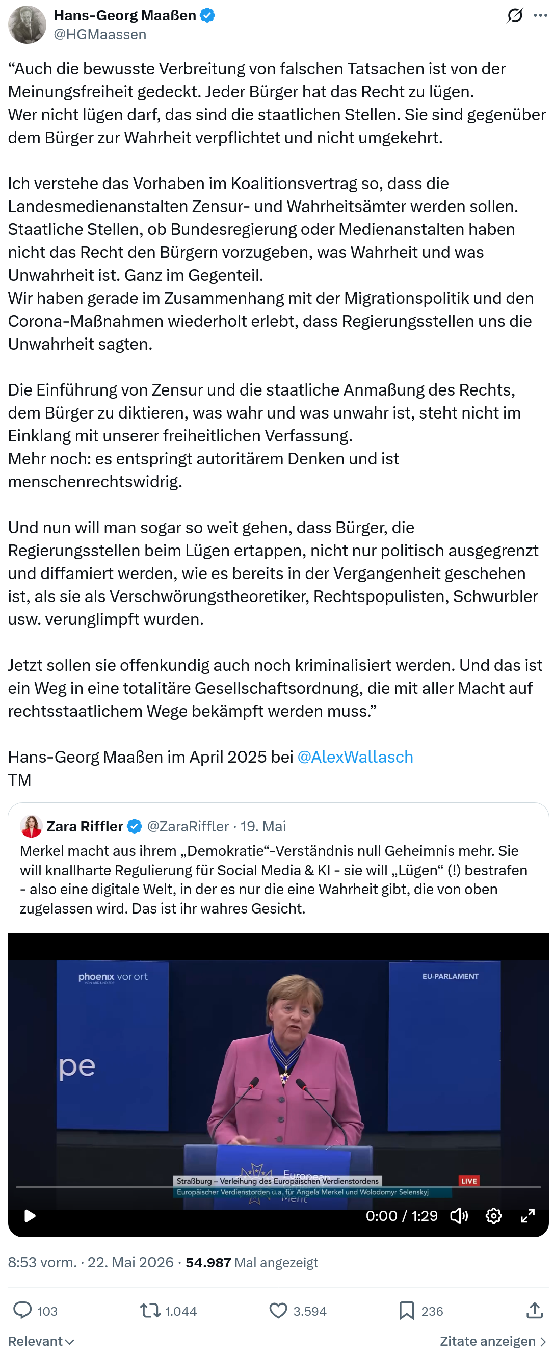 Hans-Georg Maaßen: Auch die bewusste Verbreitung von falschen Tatsachen…