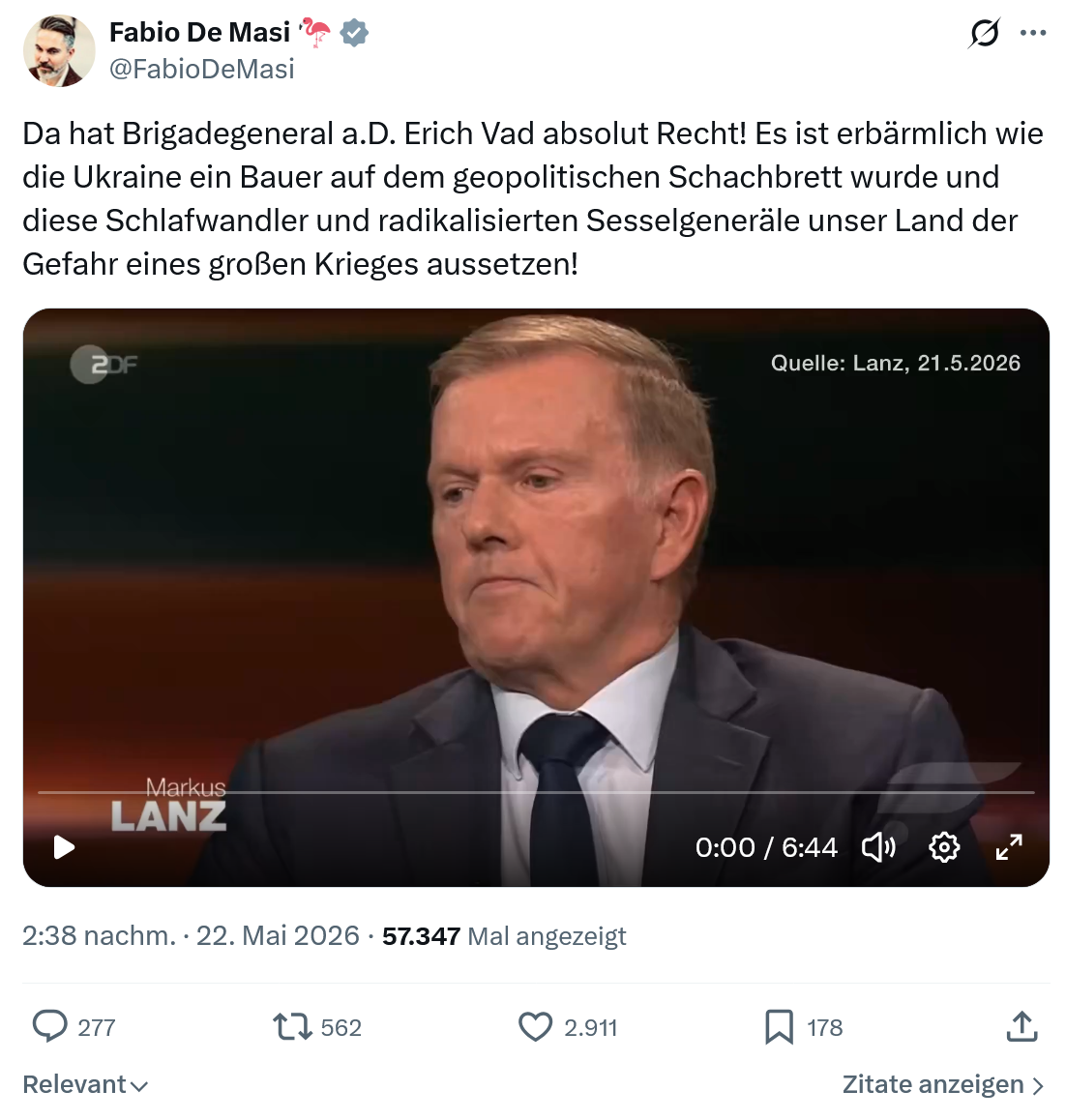 Fabio De Masi: Da hat Brigadegeneral a.D. Erich Vad…