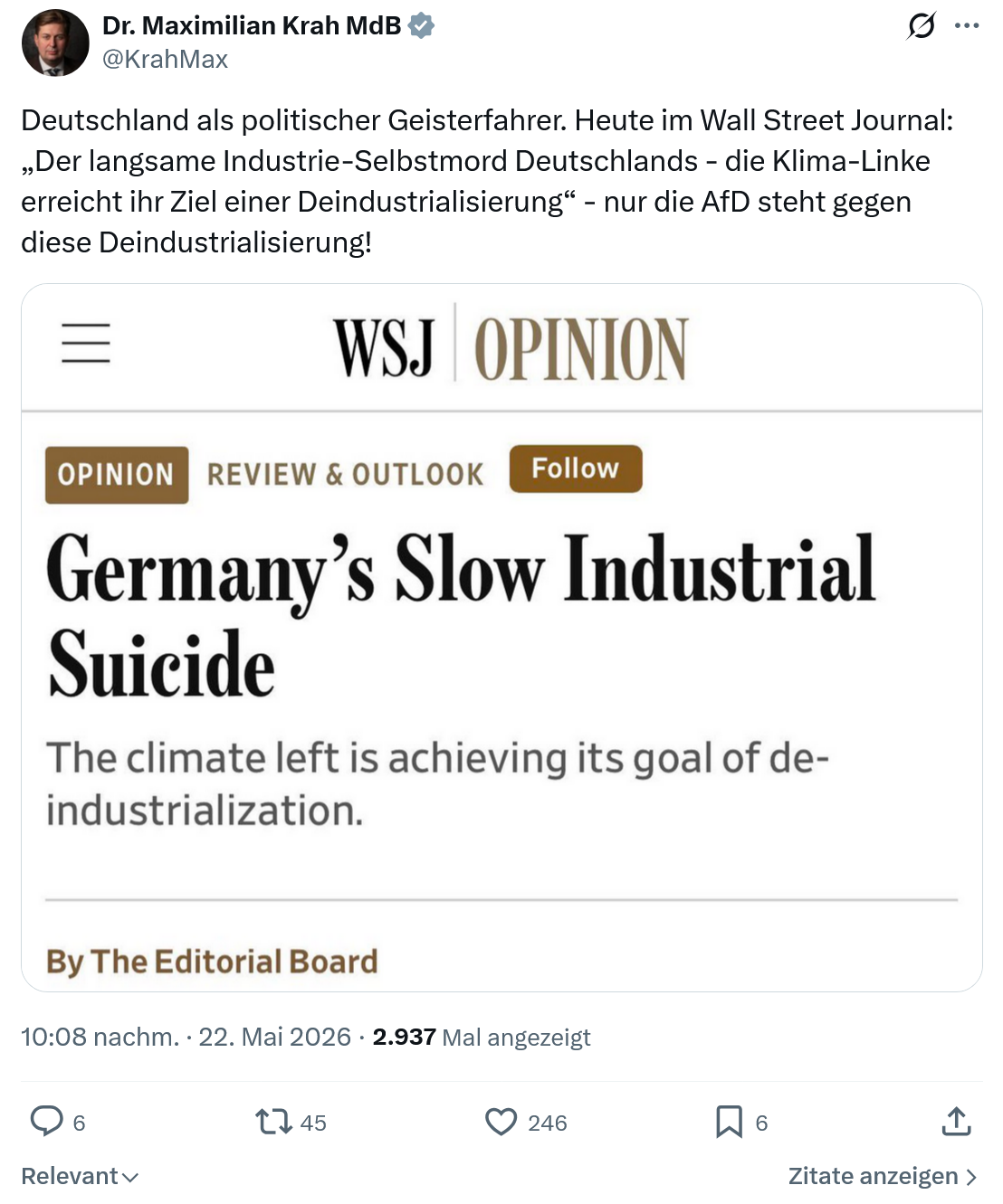 Maximilian Krah: Deutschland als politischer Geisterfahrer…