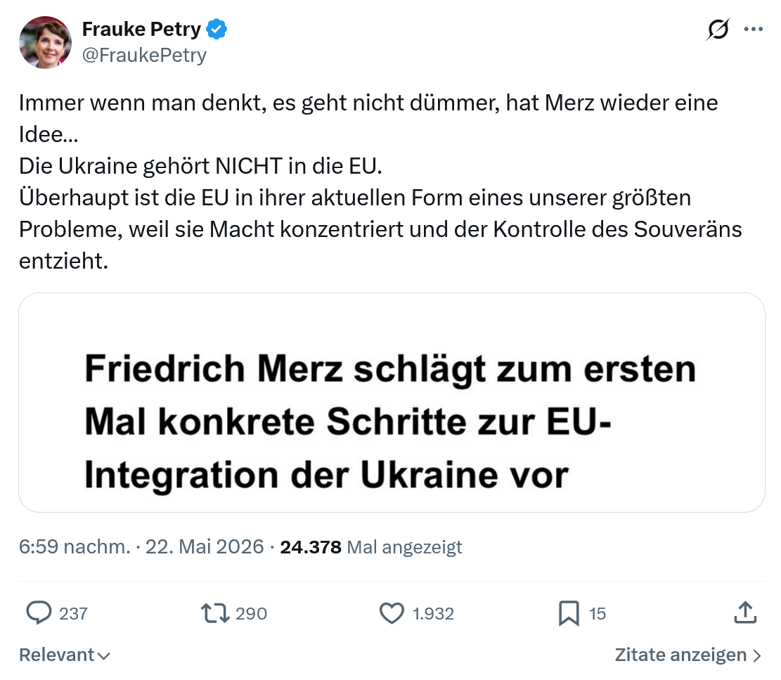 Frauke Petry: Immer wenn man denkt…