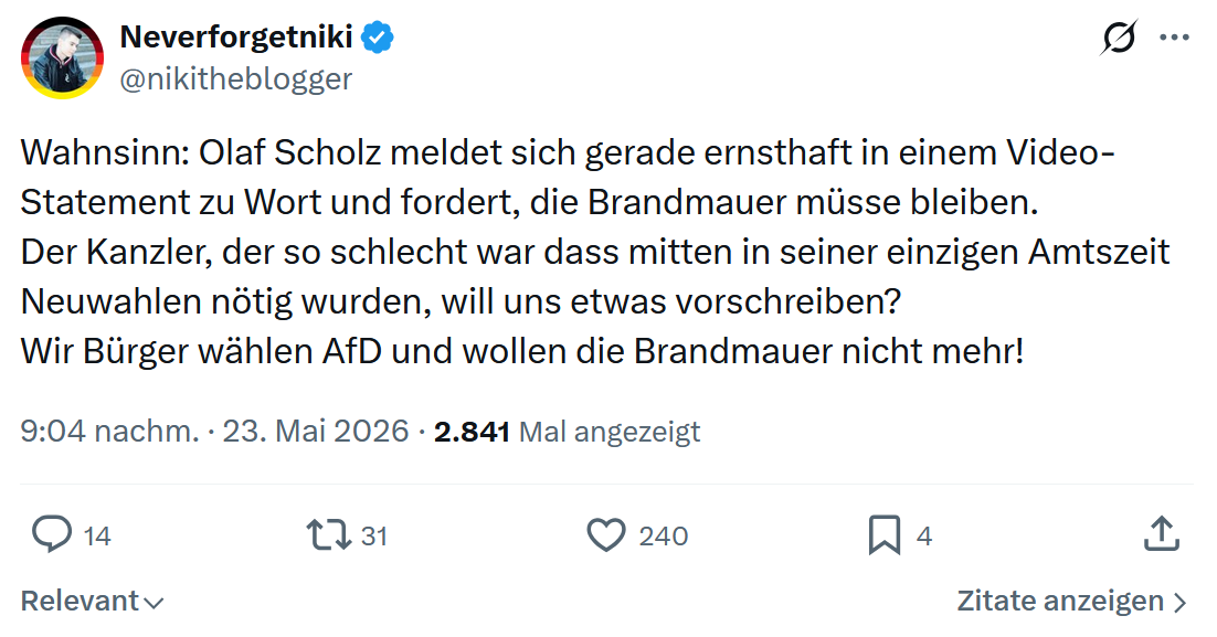 Neverforgetniki: Wahnsinn: Olaf Scholz meldet…