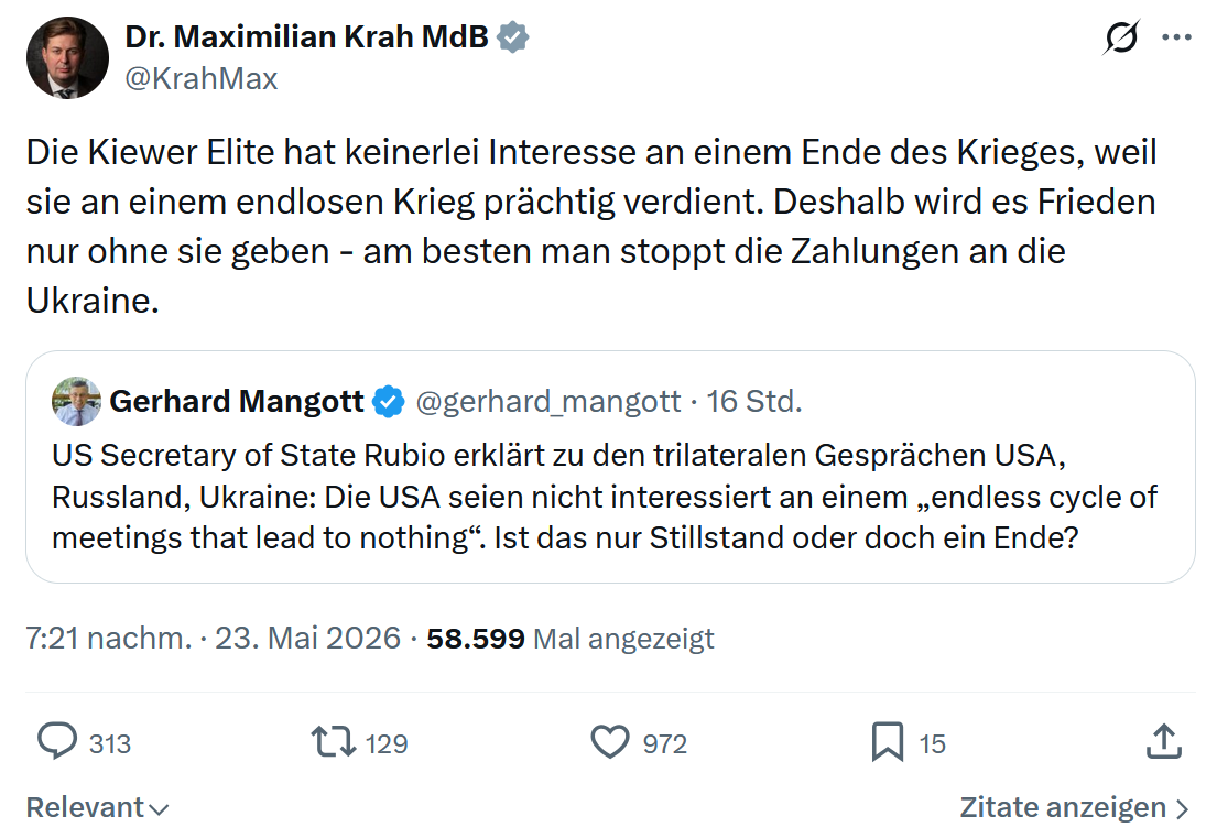 Maximilian Krah: Die Kiewer Elite hat keinerlei…