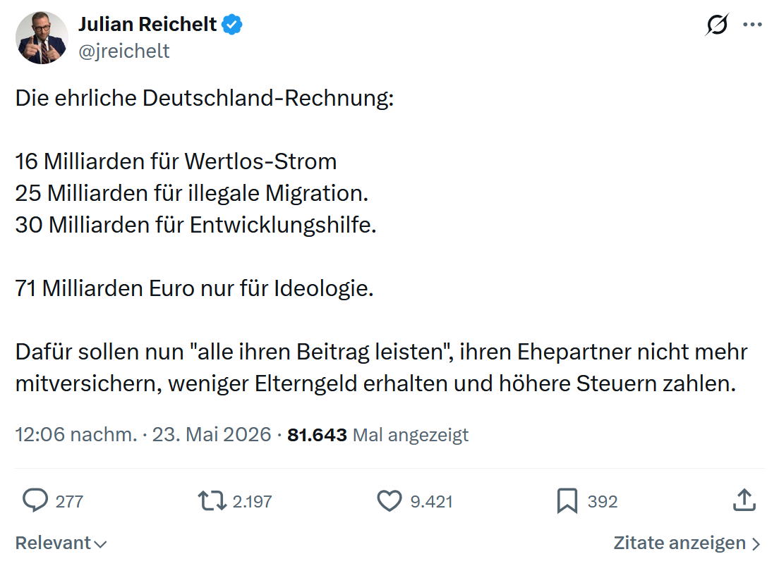 Julian Reichelt: Die ehrliche Deutschland-Rechnung…