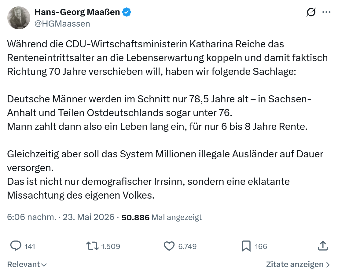 Hans-Georg Maaßen: Während die CDU-Wirtschaftsministerin Katharina Reiche…