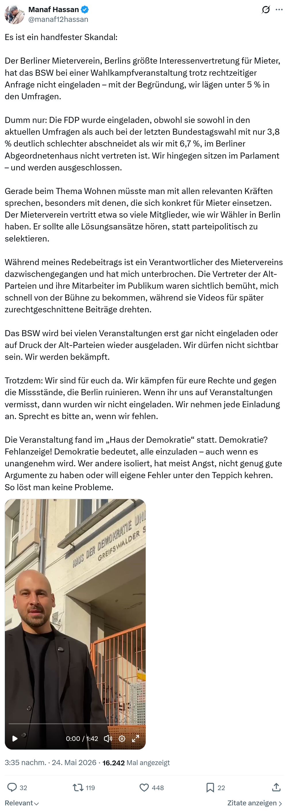 Manaf Hassan: Es ist ein handfester Skandal…