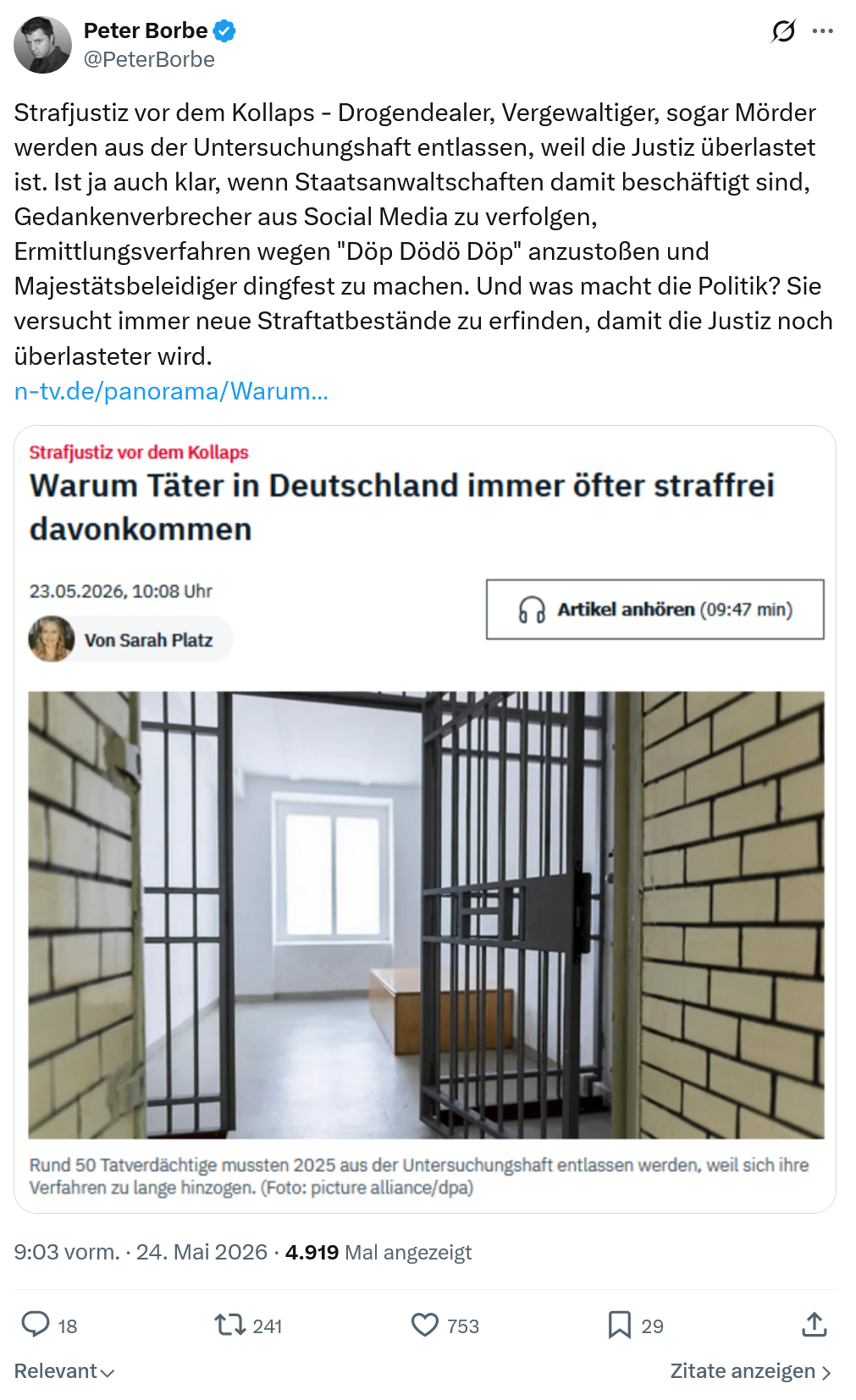Peter Borbe: Strafjustiz vor dem Kollaps…