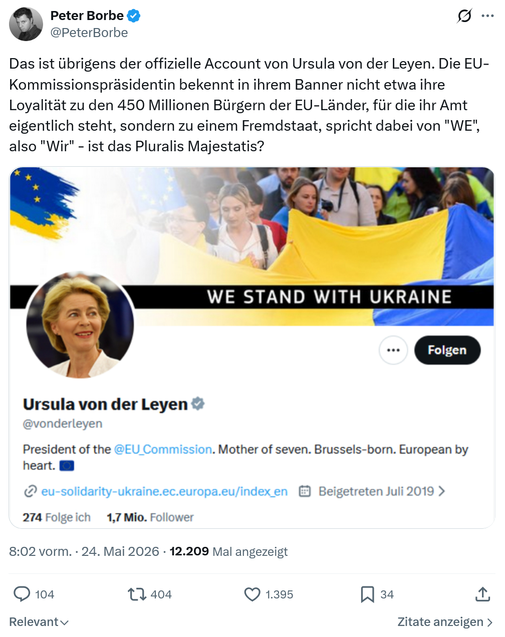 Peter Borbe: Das ist übrigens der offizielle Account…