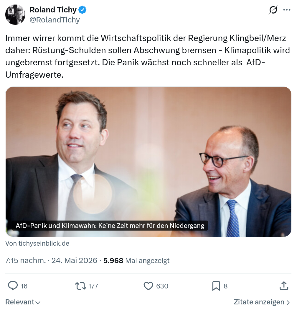 Roland Tichy: Immer wirrer kommt die Wirtschaftspolitik…