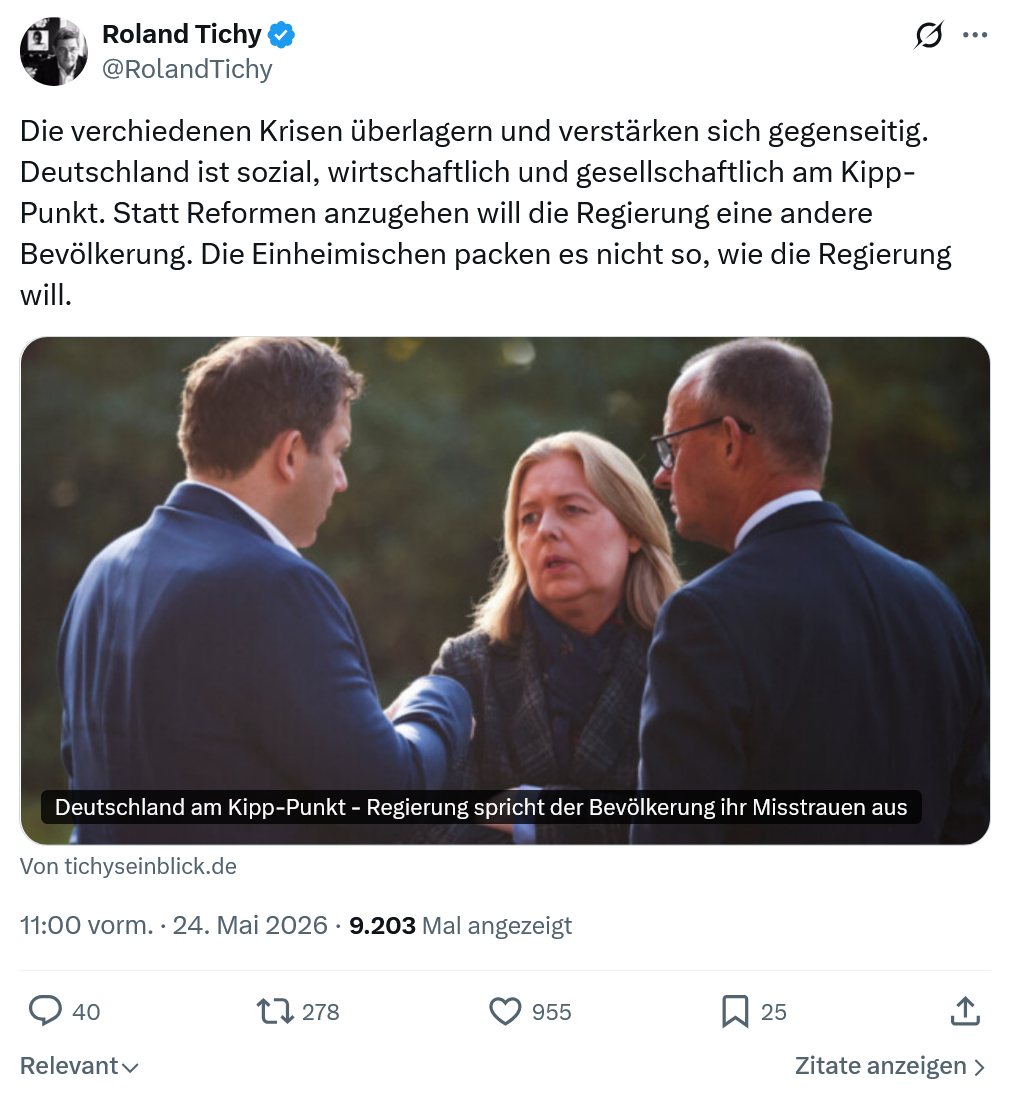 Roland Tichy: Die verchiedenen Krisen überlagern…