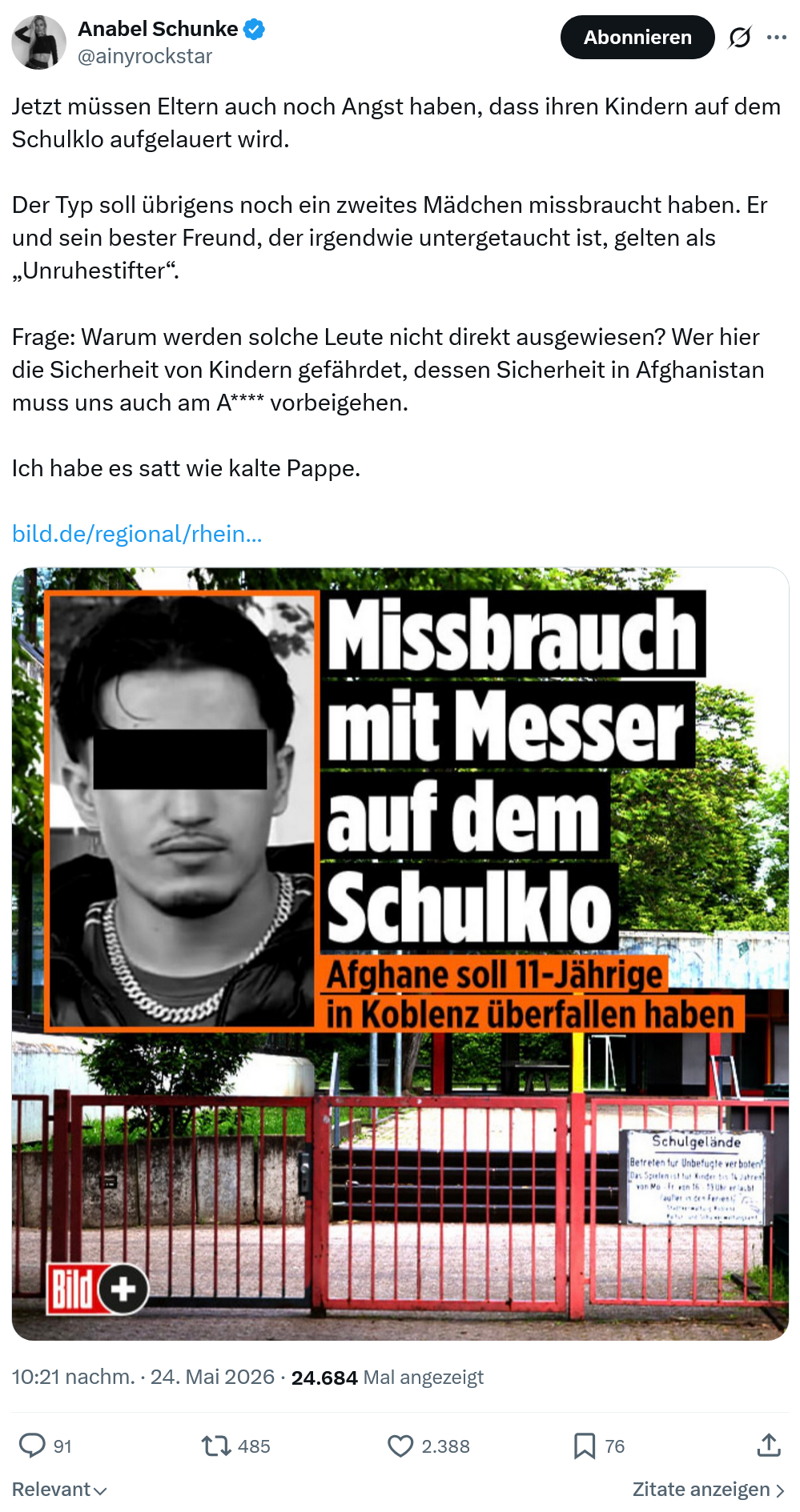 Anabel Schunke: Jetzt müssen Eltern auch noch Angst haben…