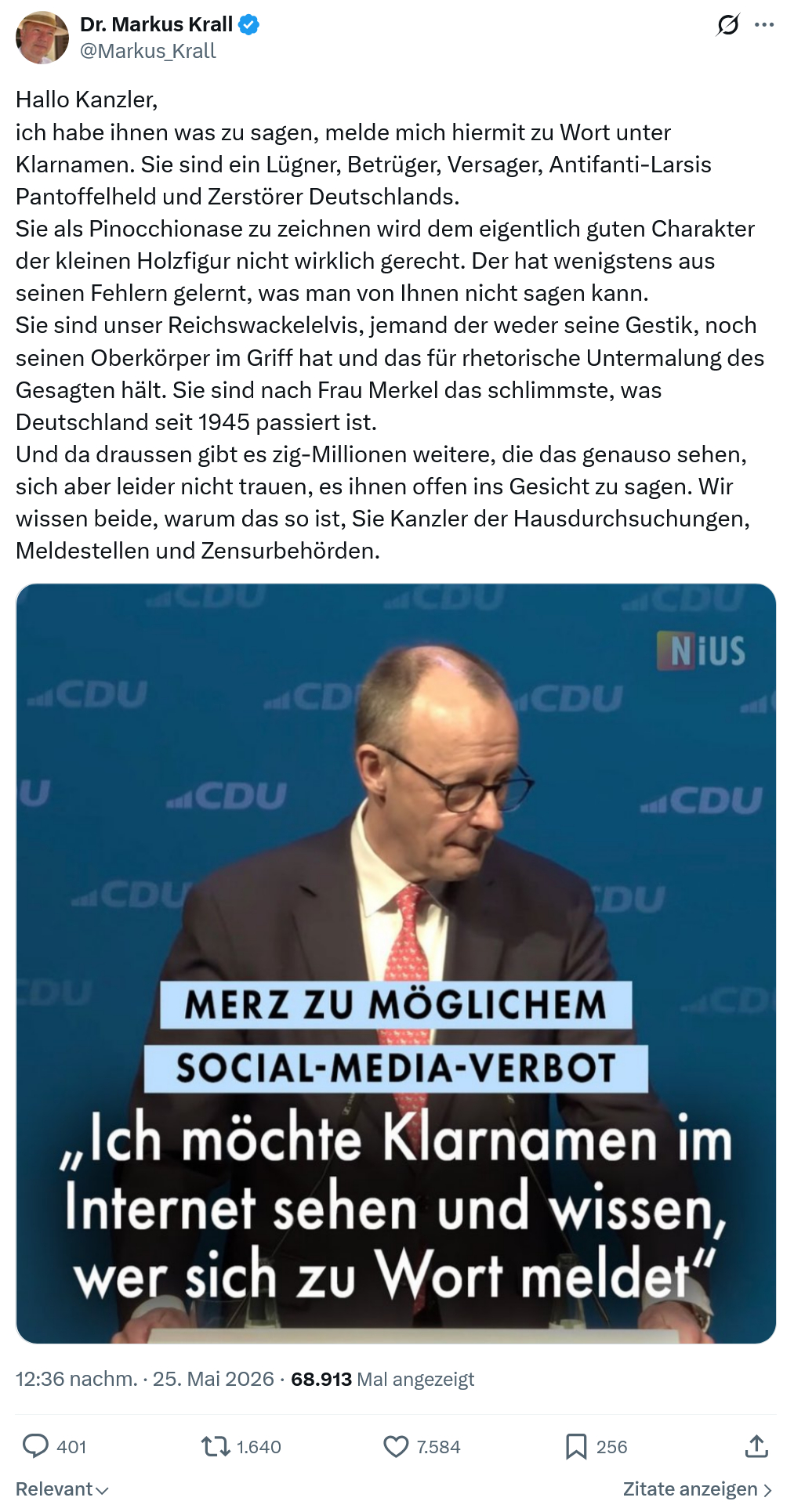 Markus Krall: Hallo Kanzler,  ich habe ihnen…